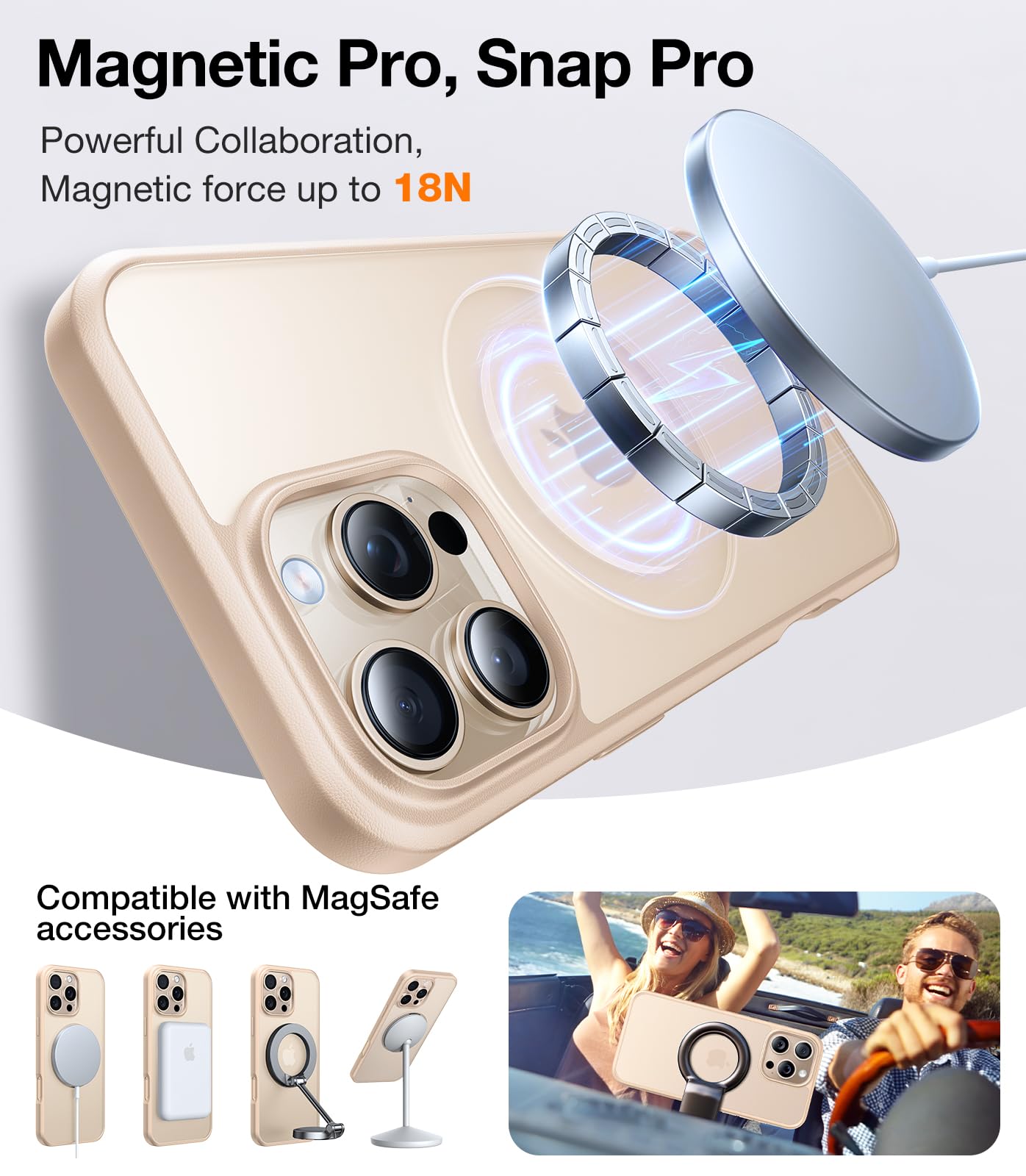 Torras 360Rotatable Magnetic Ring For Iphone 16 Pro Max Case, Fit For Magsafe With Stand & Ring Holder, 16Ft Mil Grade Shockproo