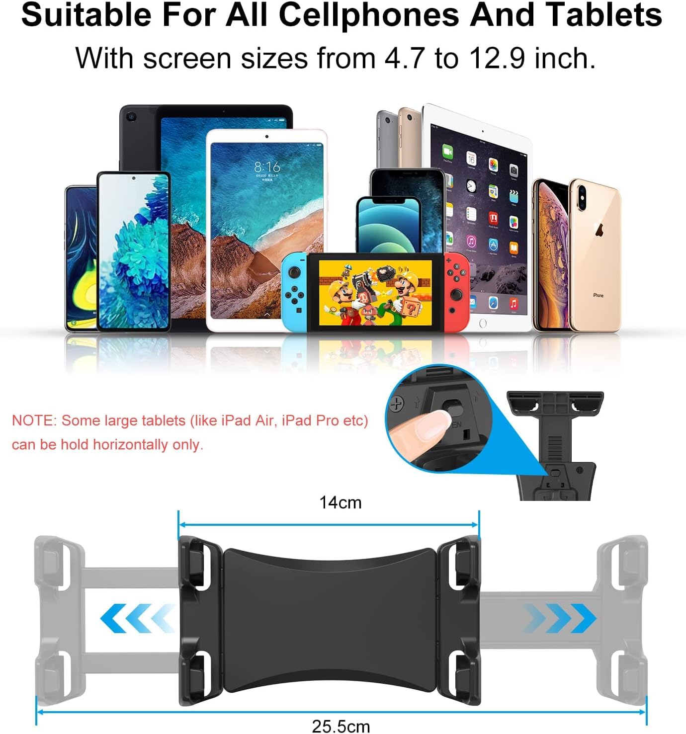 Clmcl Exercise Bike Tablet Holder,Treadmill Exercise Gym Tablet Mount   Adjustable Indoor Handlebar Bracket For Ipad Pro 9.7, 10