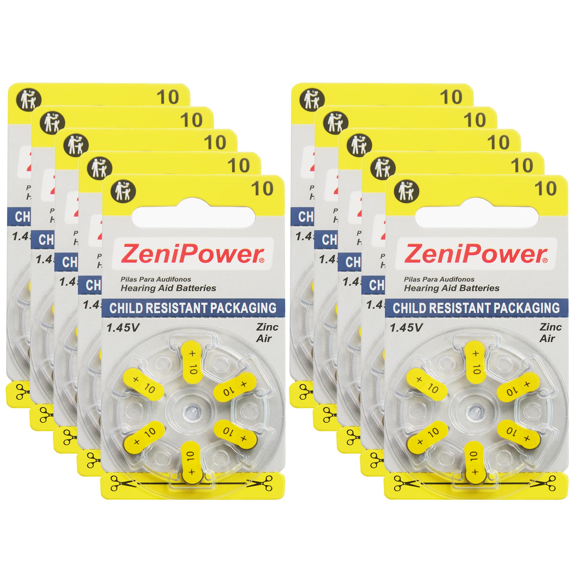 Zenipower Hearing Aid Batteries Size: 10 (60 Batteries)