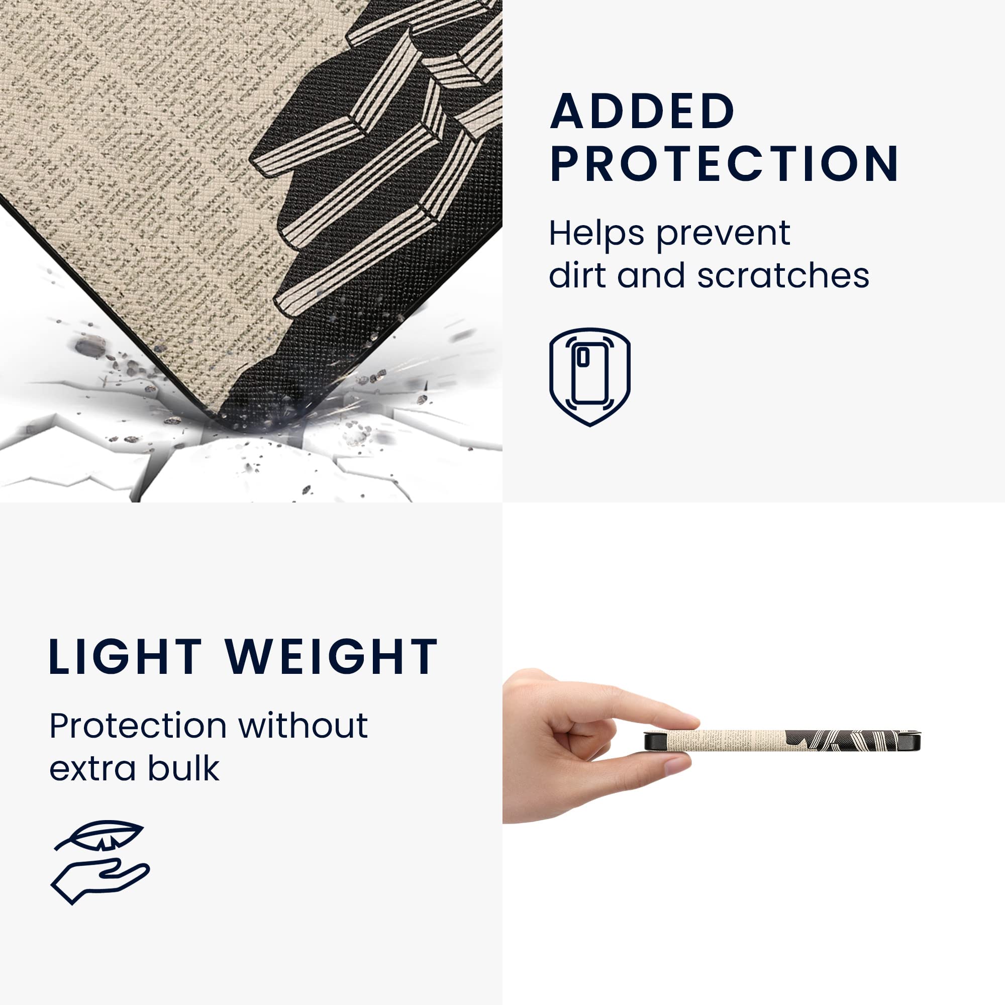 Kwmobile Case Compatible With Kobo Libra 2 Case   Ereader Cover   Girl And Books Black/Beige