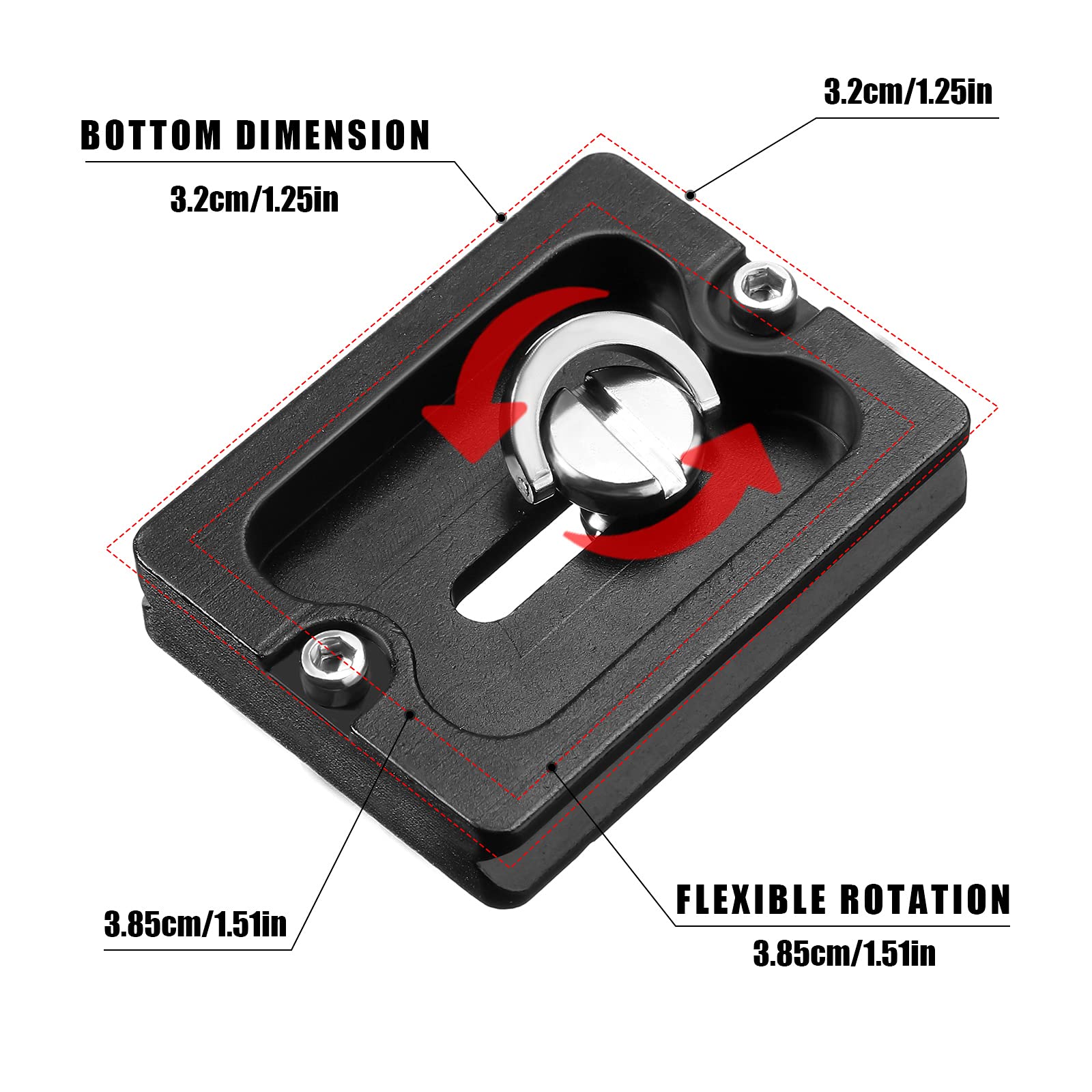 Frienda 2 Pieces Metal Quick Release Plate With 1/4'' 20 Camera Screw Tripod Mount Plate Fits Standard For Dslr Camera Tripod Ball Head(Black,Pu50)