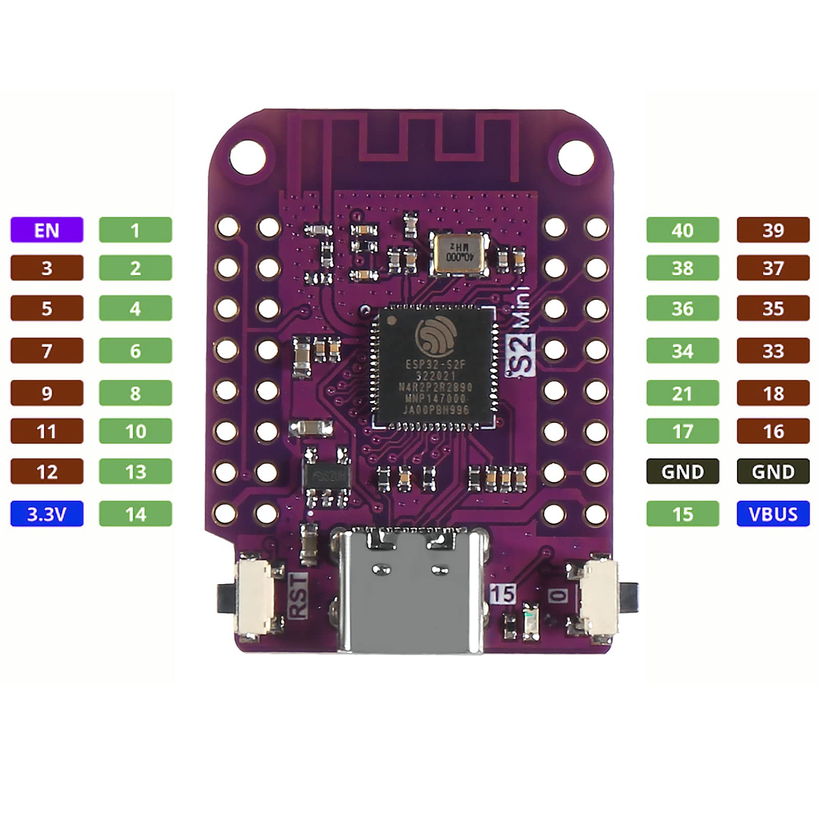 Dweii 3Pcs S2 Mini V1.0.0 Wifi Iot Board Based Esp32 S2Fn4R2 Esp32 S2 4Mb Flash 2Mb Psram Compatible With Arduino Micropython