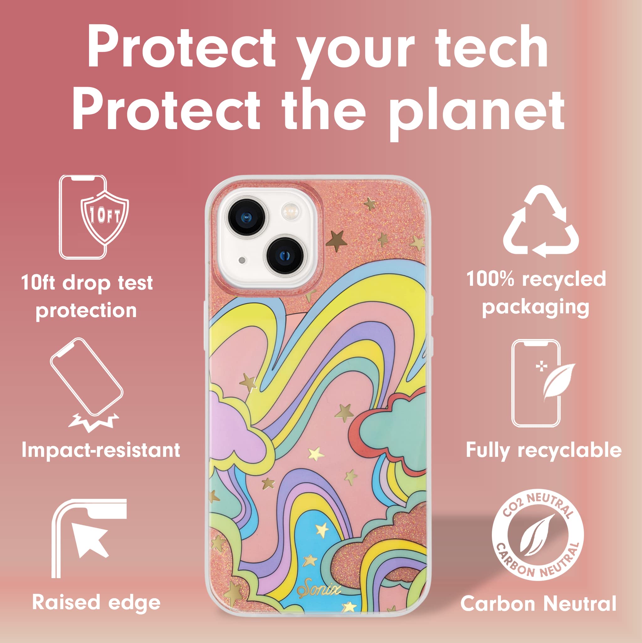 Sonix Case For Iphone 15 Plus, Iphone 14 Plus | Compatible With Magsafe | 10Ft Drop Tested | Illusion Rainbow