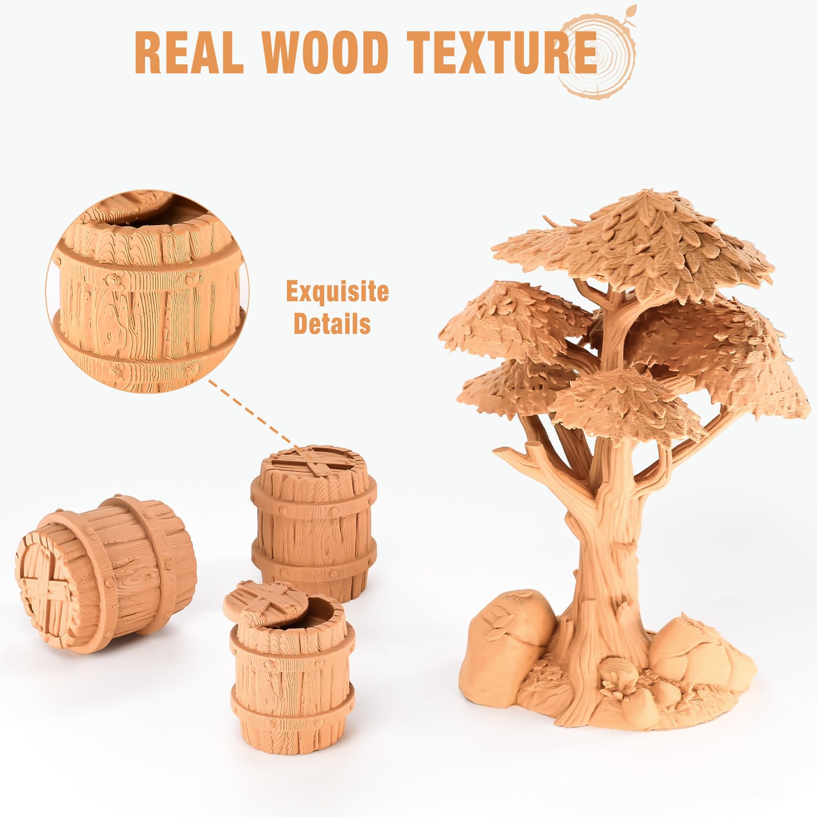 Ovv3D Wood Pla Filament 1.75Mm, Wood 3D Printer Filament, Yellow Teak Wood Filament Add More Than 30% Real Wood Fiber, Matte And