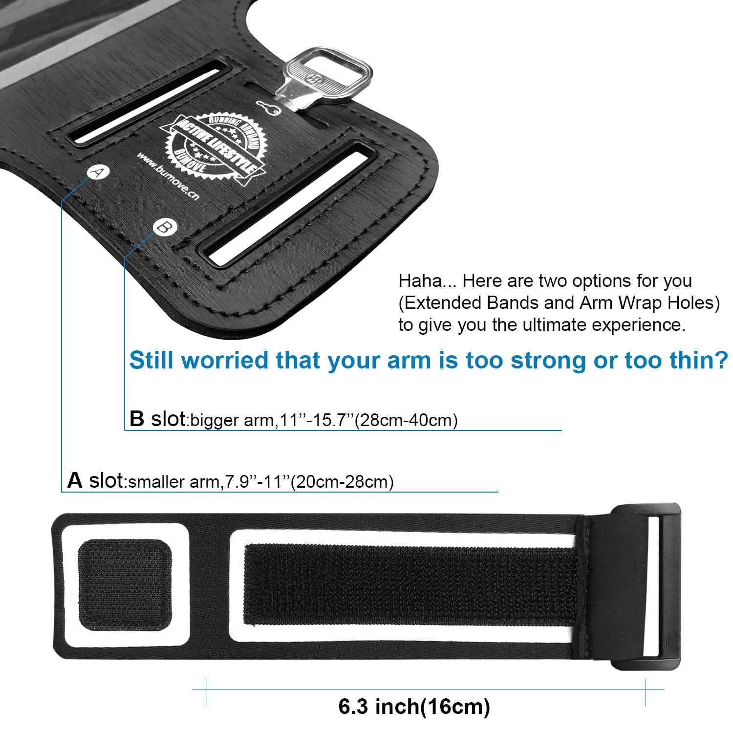 Bumove Armband For Galaxy S10E/A40/A5 2017/J3 2018 Gym Running Workouts Sports Phone Arm Band With Card Holder (Black)