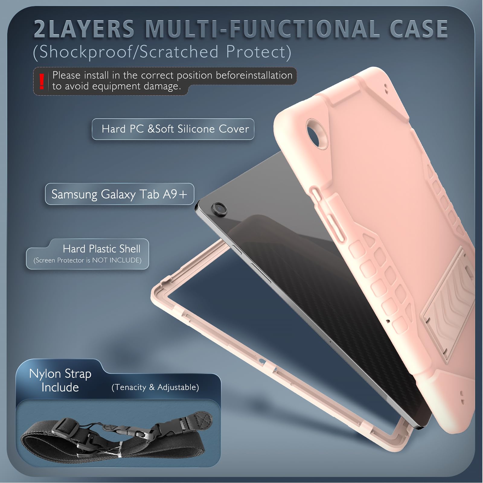 Kepaitok Case For New Samsung Galaxy Tab A9+ / A9 Plus 11 Inch 2023 (Sm X210/X216/X218), Heavy Duty Shockproof Rugged Galaxy A9+