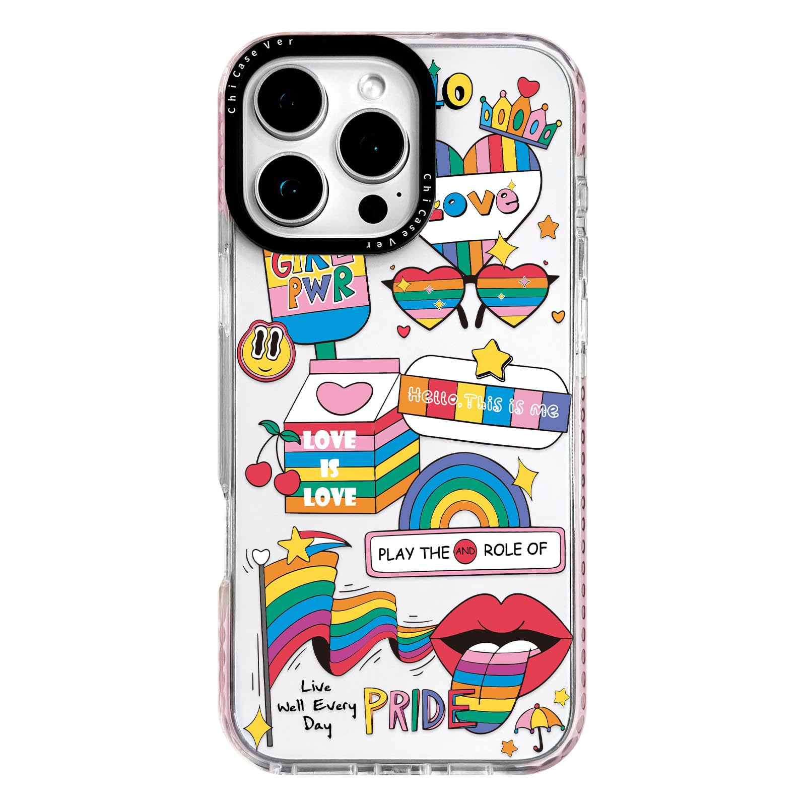 ChiCaseVer for iPhone 11 Case, Rainbow Pride Collage Pattern with Love is Love Text, Military-Grade Drop Protection, Cheerful Sl