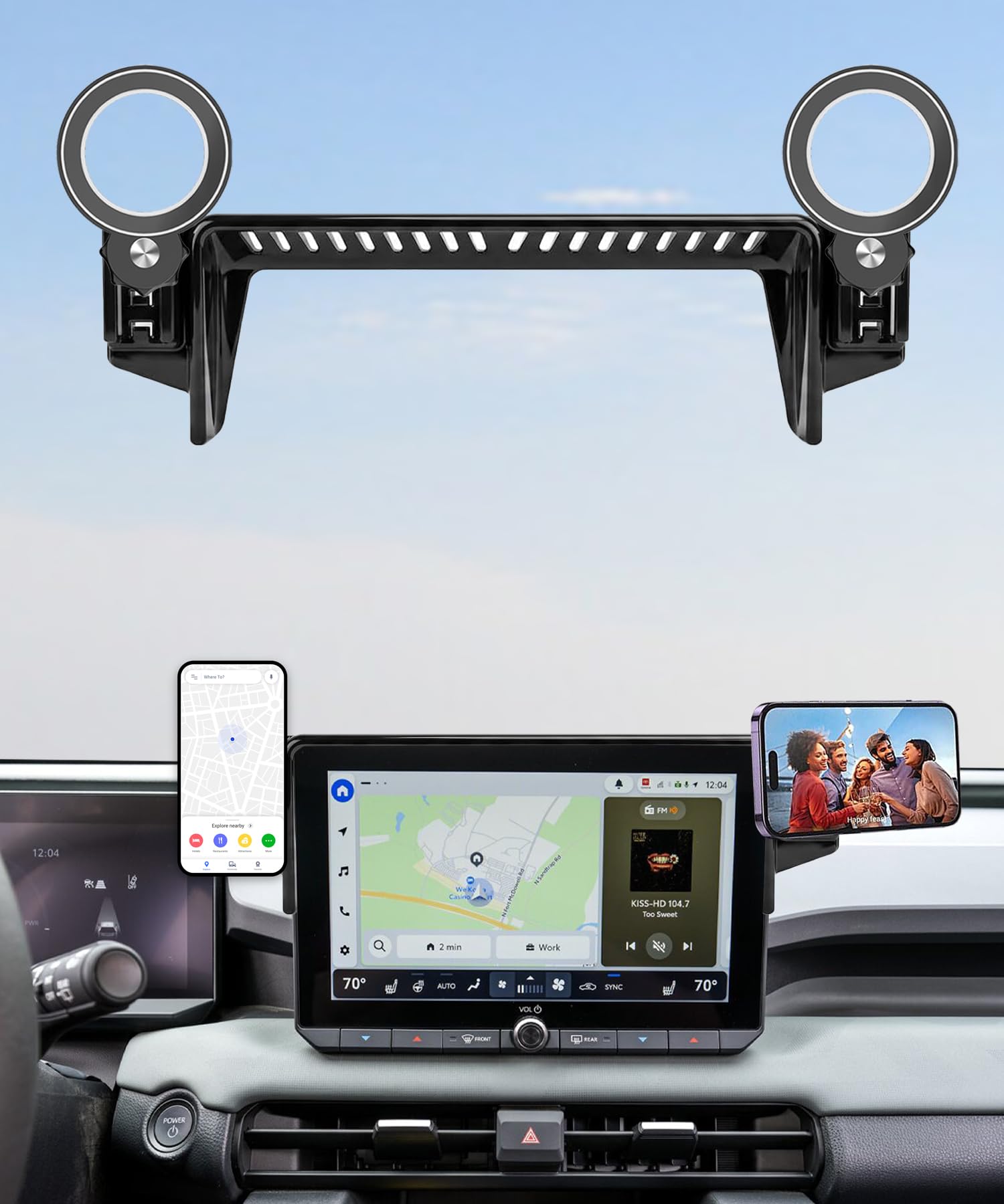 AbeeyGeomarn Car Phone Holder for 2026 Toyota RAV4 / RAV4 Hybrid Accessories Apply to 10.5 Inch Touch Screen Fixed Clip MagSafe 