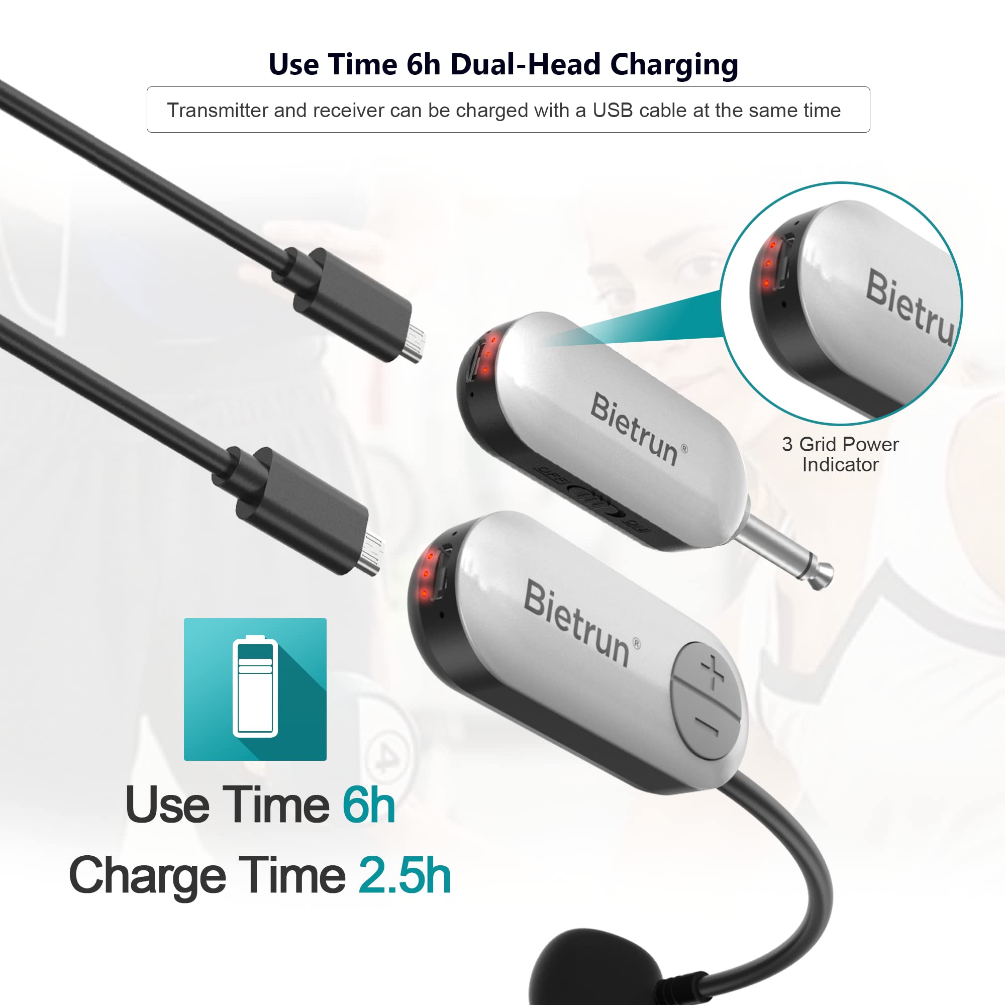 Bietrun Uhf Wireless Microphone Headset, 165Ft Range, Working Time 6H, 1/4''Plug, Wireless Headset Mic &Handheld Mic 2 In 1, For