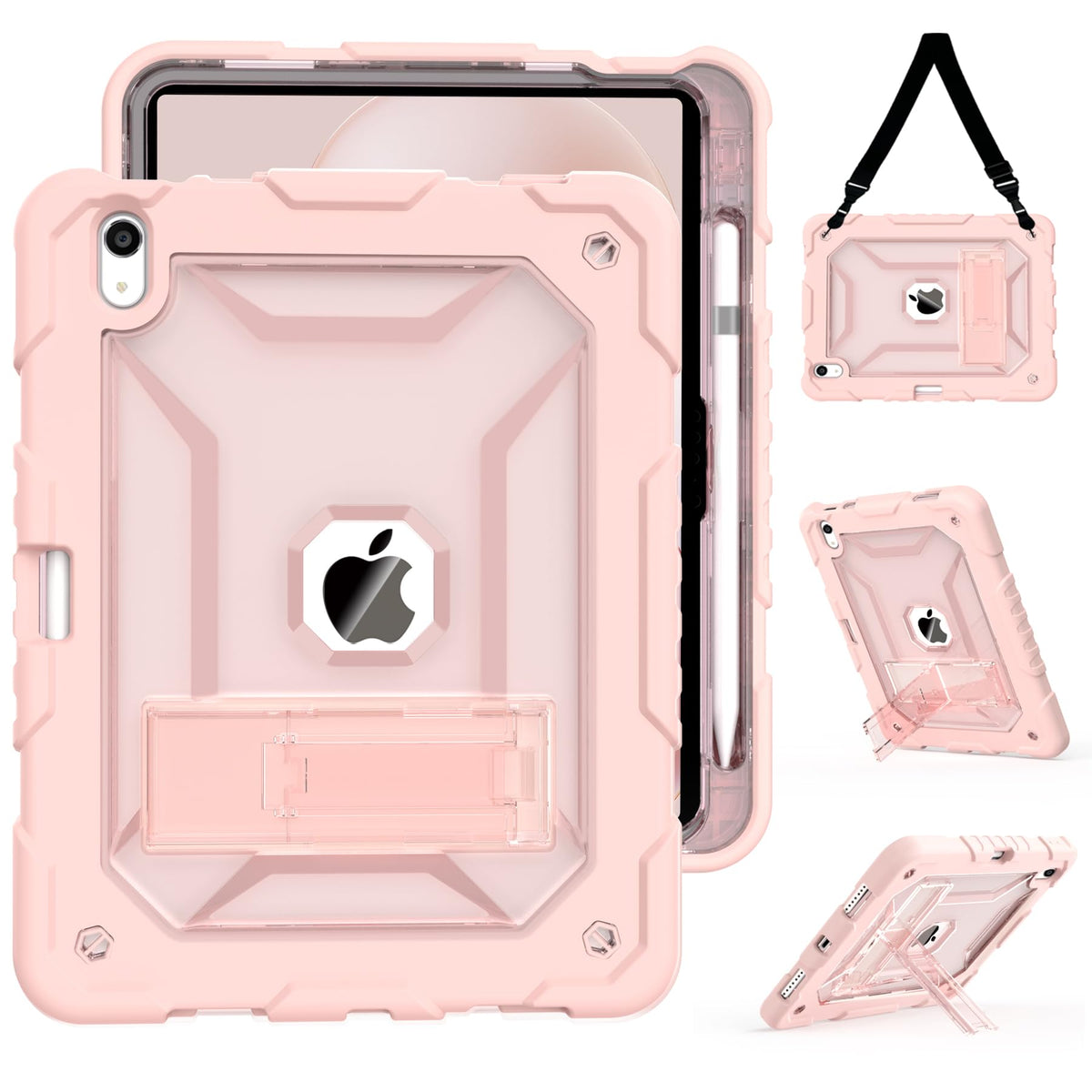 Timism Case For Ipad 10Th Generation Case 2022 With Shoulder Strap, Translucent Hard Pc Back Cover, With Kickstand And Pencil Ho