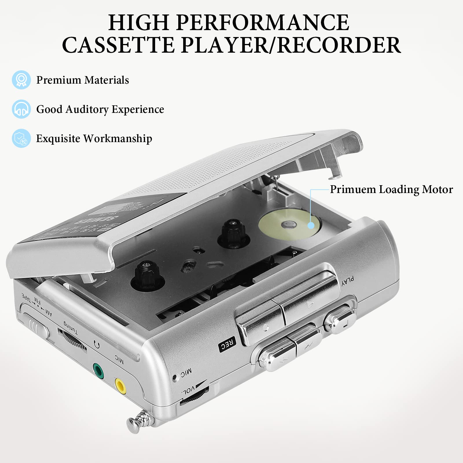 Semier Portable Cassette Player Recorder Am Fm Radio, Compact Personal Walkman Cassette Tape Player/Recorder With Built In Speaker And Stereo Earphone Jack