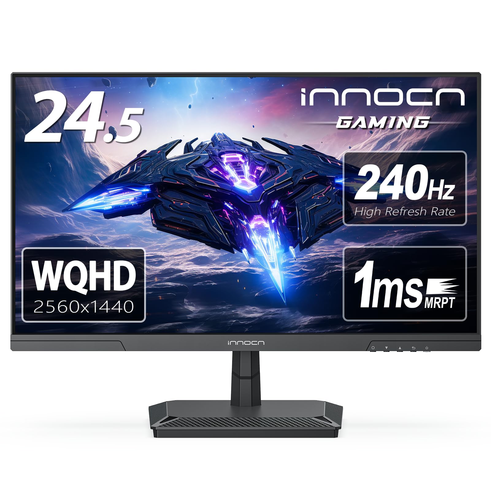 INNOCN 24.5 Inch Gaming Monitor 1440P 240Hz QHD 2K PC Desktop Gaming Screen Fast IPS HDMI 2.1 Display, DisplayPort, Built-in Spe