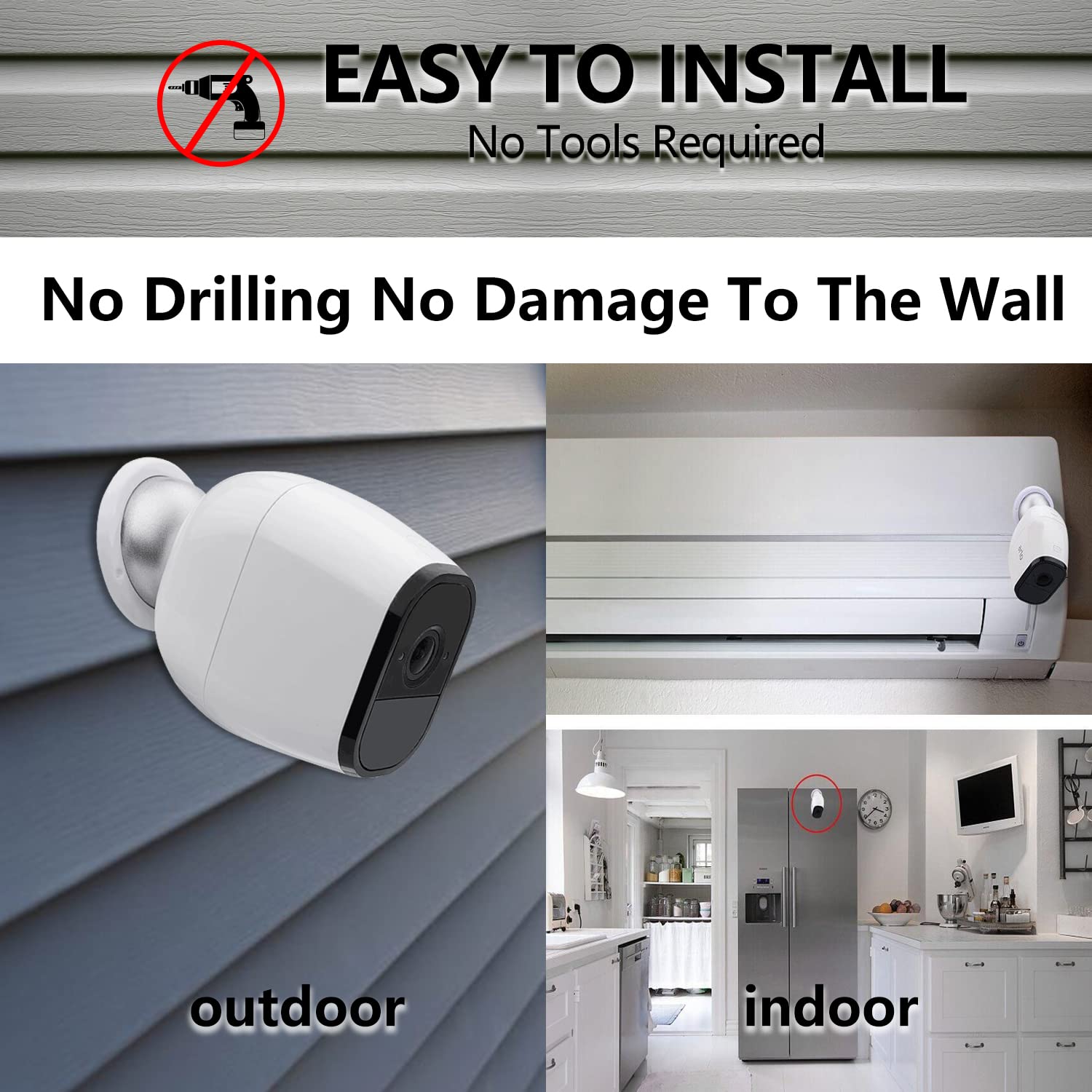 Haoyou Wall Mount Indoor/Outdoor Camera Mounts Compatible For Magnetic Arlo/Arlo Pro/Arlo Pro 2 Camera (2 Pack Silver)