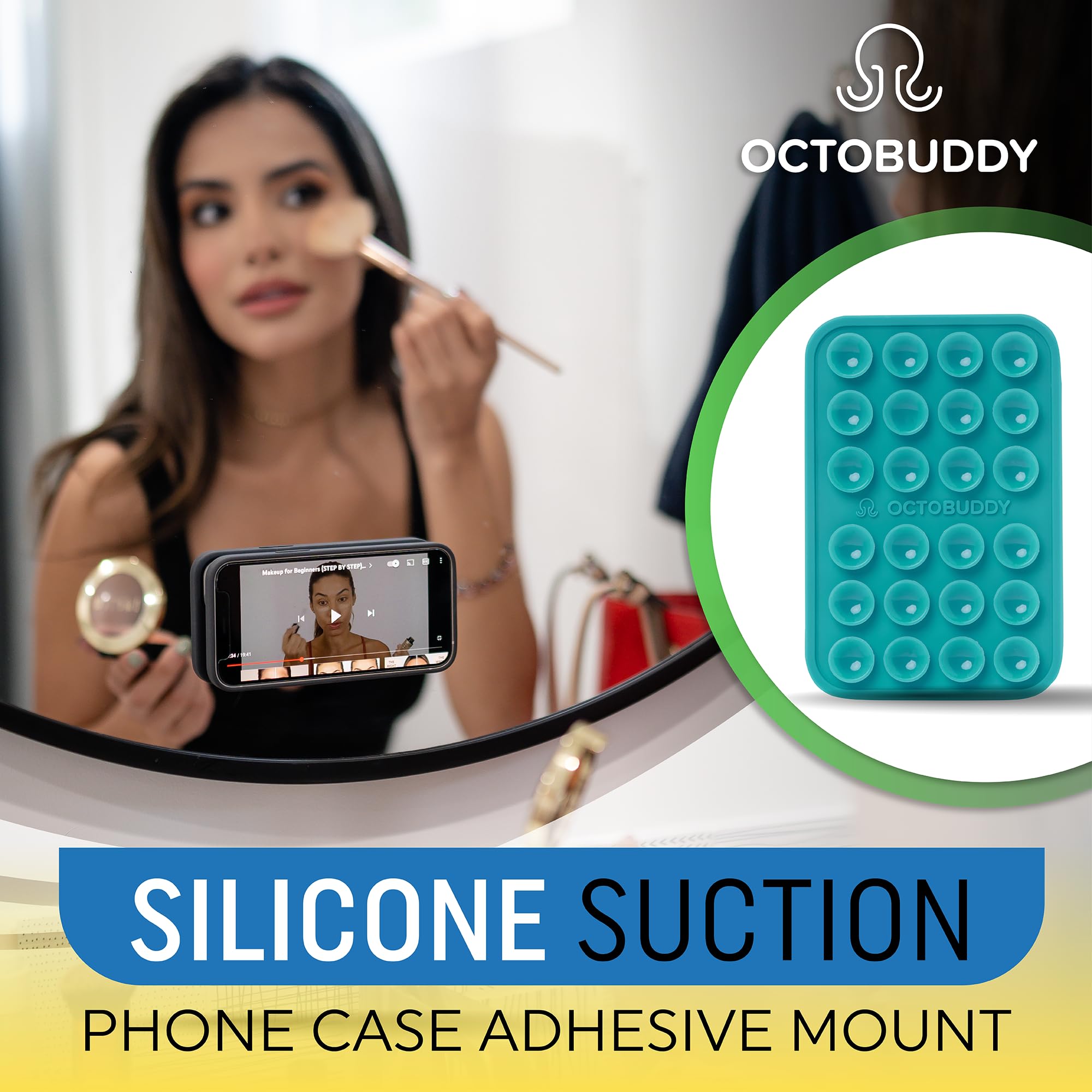Octobuddy Max Silicone Suction Phone Case Adhesive Mount   Hands Free, Strong Grip Holder For Selfies And Videos   Durable, Easy