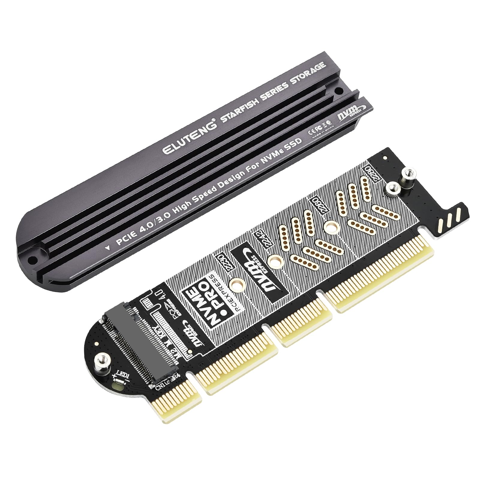 Eluteng Nvme Pcie 4.0 Adapter Nvme M.2 Ssd To Pcie X4/X8/X16 Card With Aluminum Heat Sink M.2 To Pci Express Ssd Expansion Card
