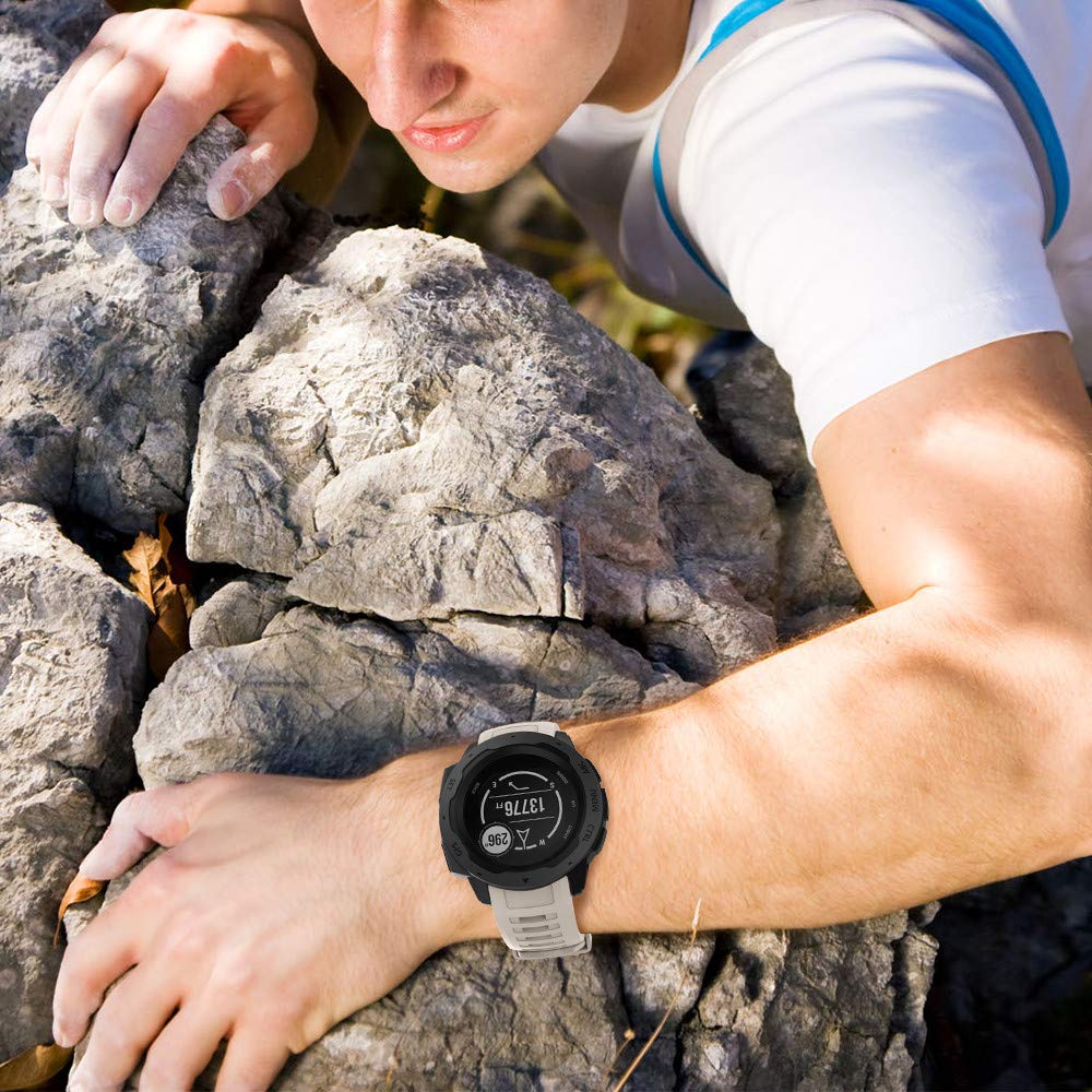 Ancool For Garmin Instinct Watch Bands,Soft Silicone Straps For Garmin Instinct Replacement Bands Compatible With Instinct 2/Ins