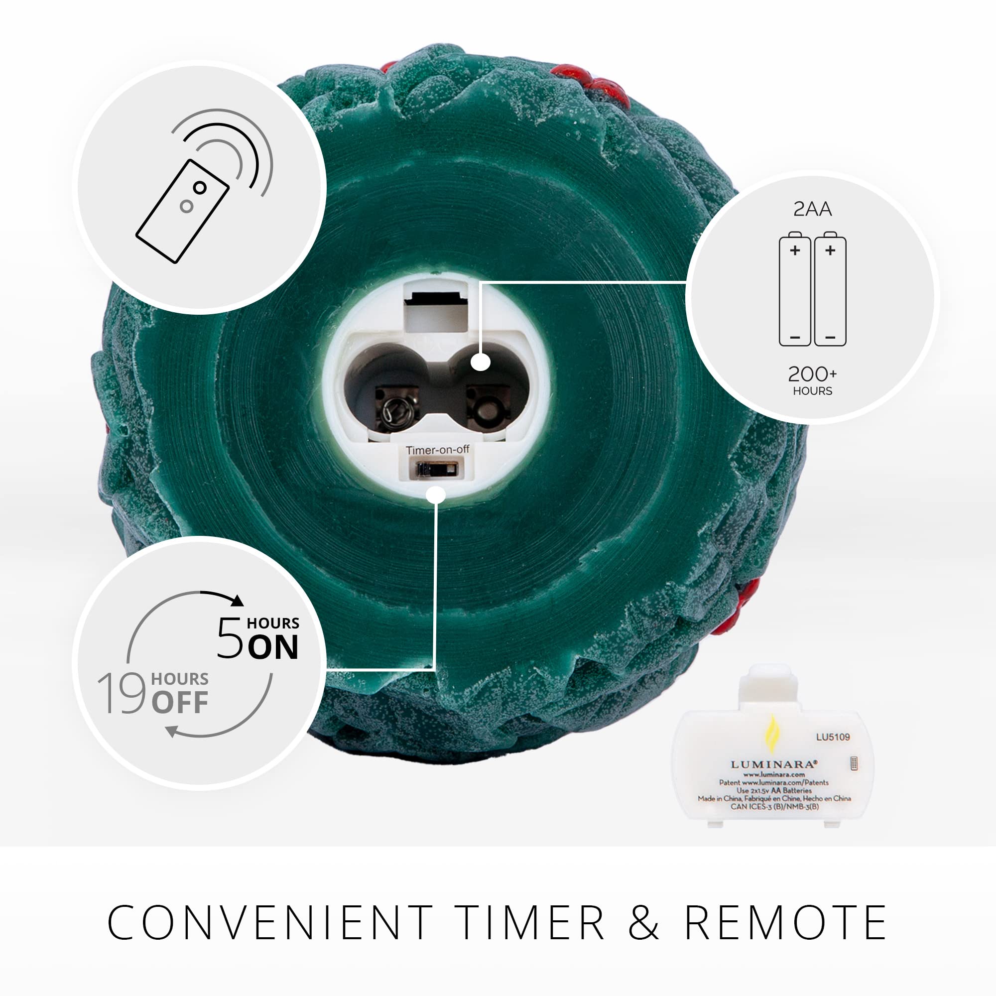 Luminara   Flameless Holiday Crystal Beads Glitter Sphere Candle   Chalky Green   Pack Of 1 4X4.25   Auto Timer Built In 5 Hour