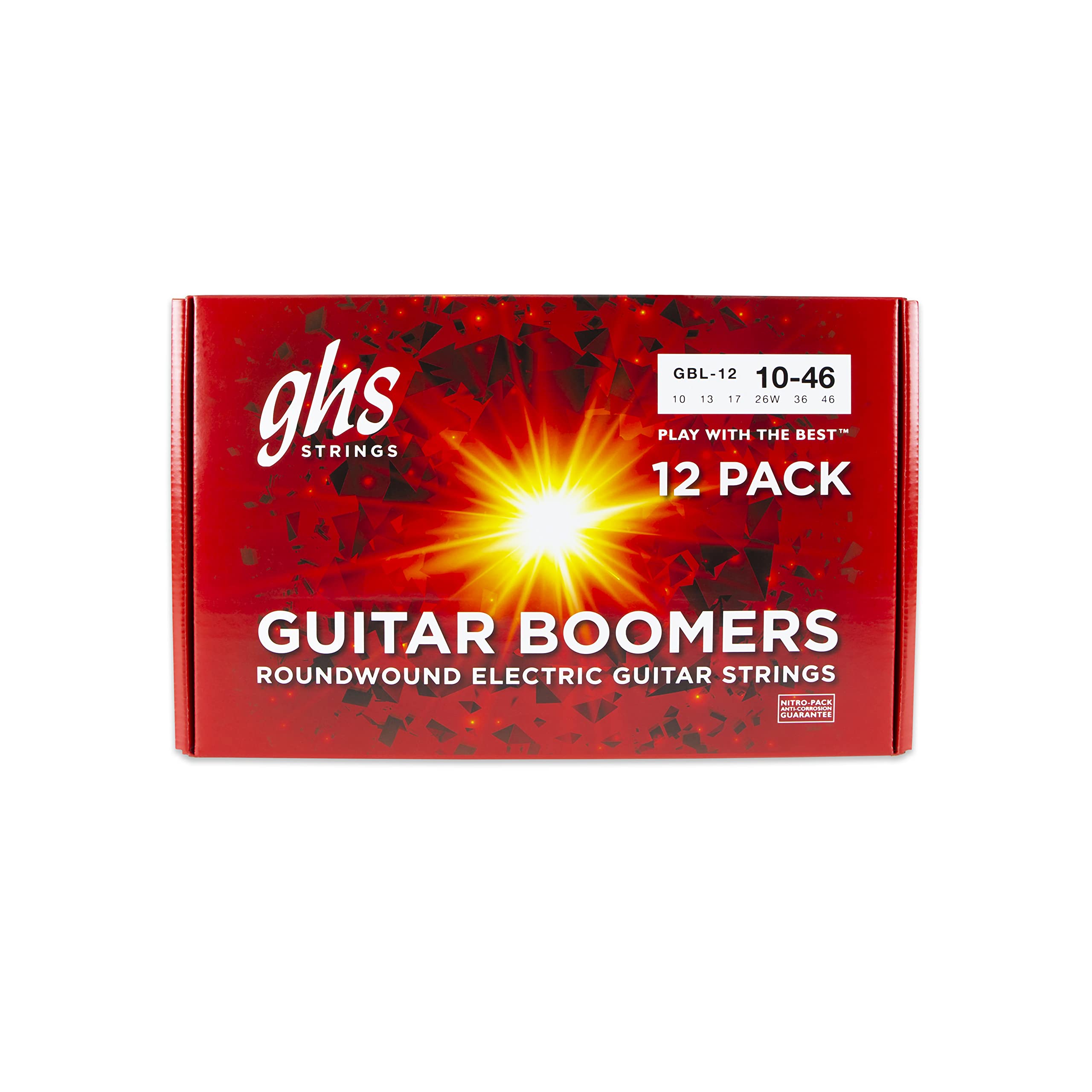 Ghs Strings   Gbl 12 Pack Nickel Plated Electric Guitar String, Light, 10 46, Pack Of 12