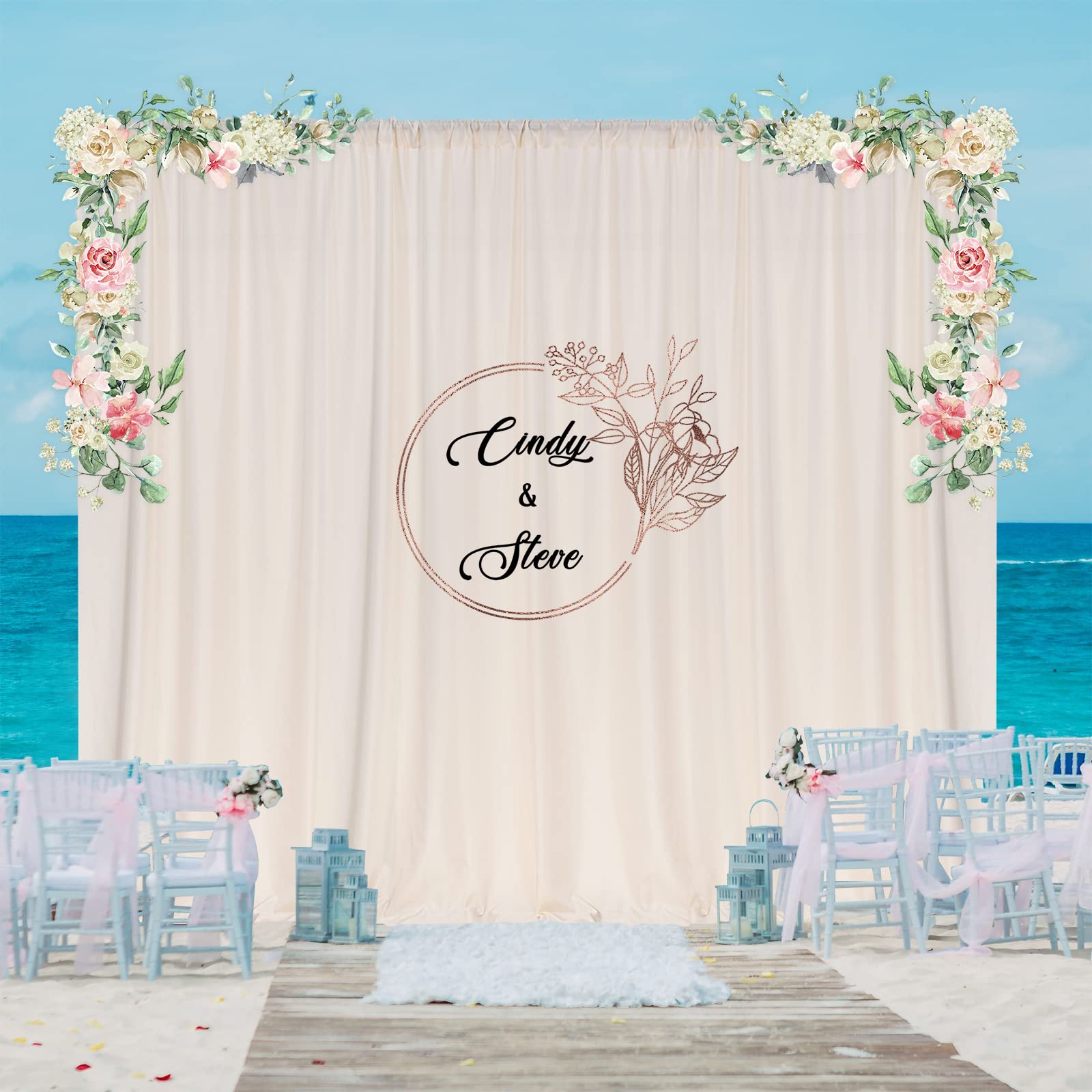 10Ft X 10Ft Beige Backdrop Curtains For Wedding Birthday Baby Shower Photography Backdrop Fabric Curtains Drapes Home Window Dec