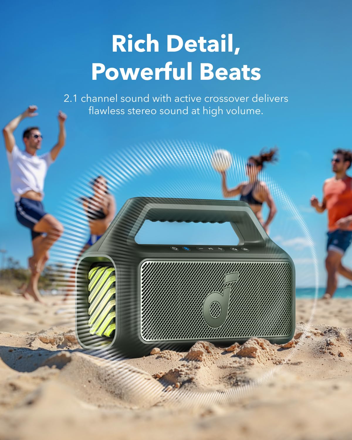Soundcore Boom 2 Outdoor Speaker, 80W, Subwoofer, Bassup 2.0, 24H Playtime, Ipx7 Waterproof, Floatable, Rgb Lights, Usb C, Custo