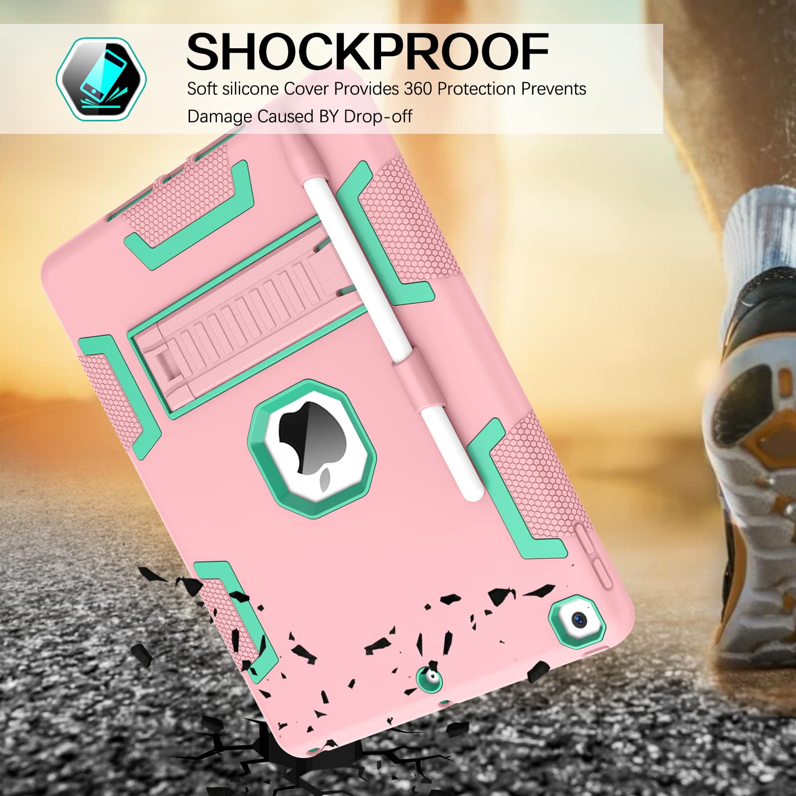 Veningo Compatible With Ipad 9Th Generation Case, Compatible With Ipad 8Th/7Th Gen Case, 3 In 1 Heavy Duty Soft Shockproof Prote