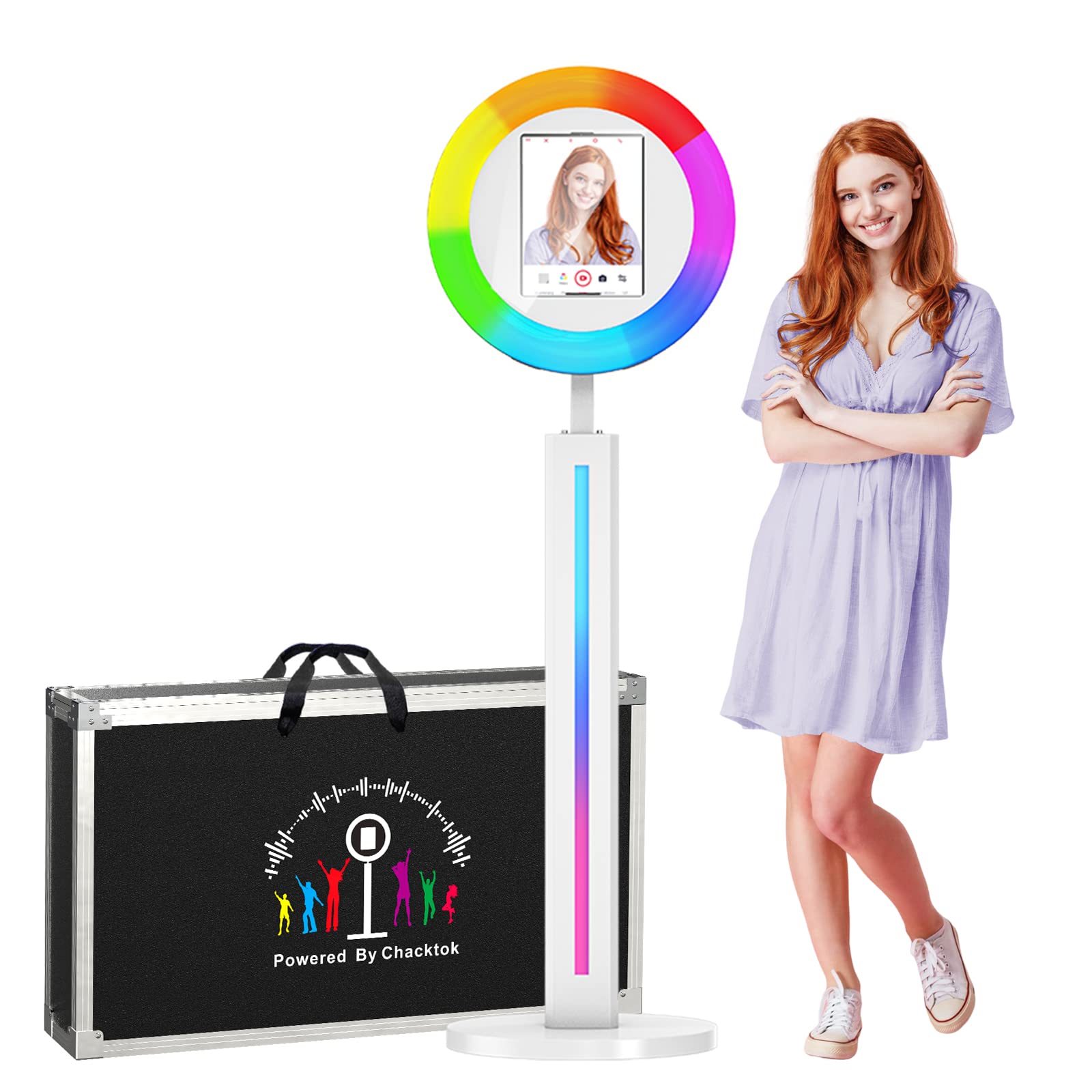 Sioxcfz Portable Photo Booth Machine Stand For Ipad 10.2'' 10.9'' 11'' 12.9''Photo Booth Event Props Software App Control Ring L