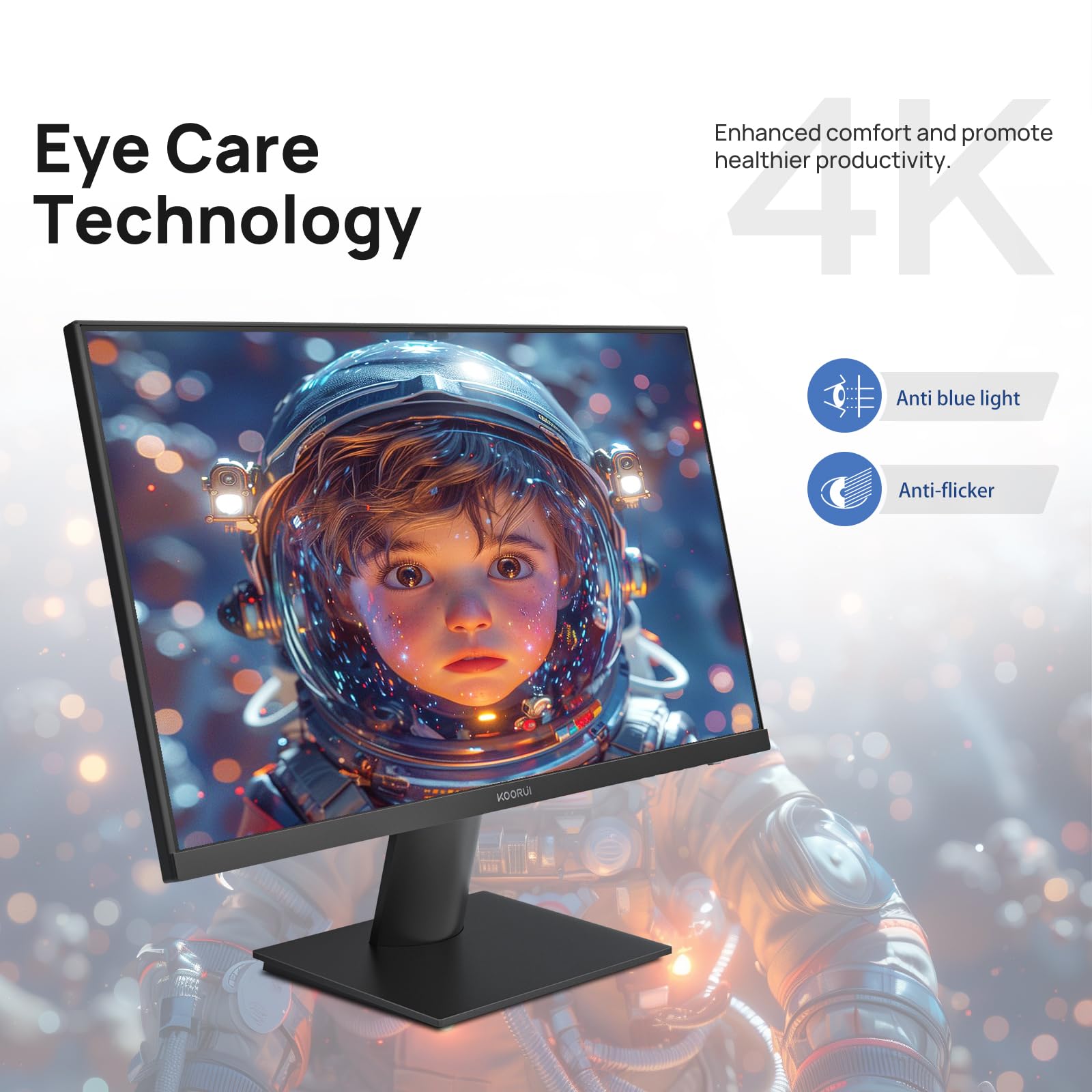 Koorui 27 Inch 4K Uhd(3840 * 2160) Monitor Ips Ultra-Thin Computer Monitor With 95% Dci-P3, Freesync & G-Sync, Displayport&Hdmi,