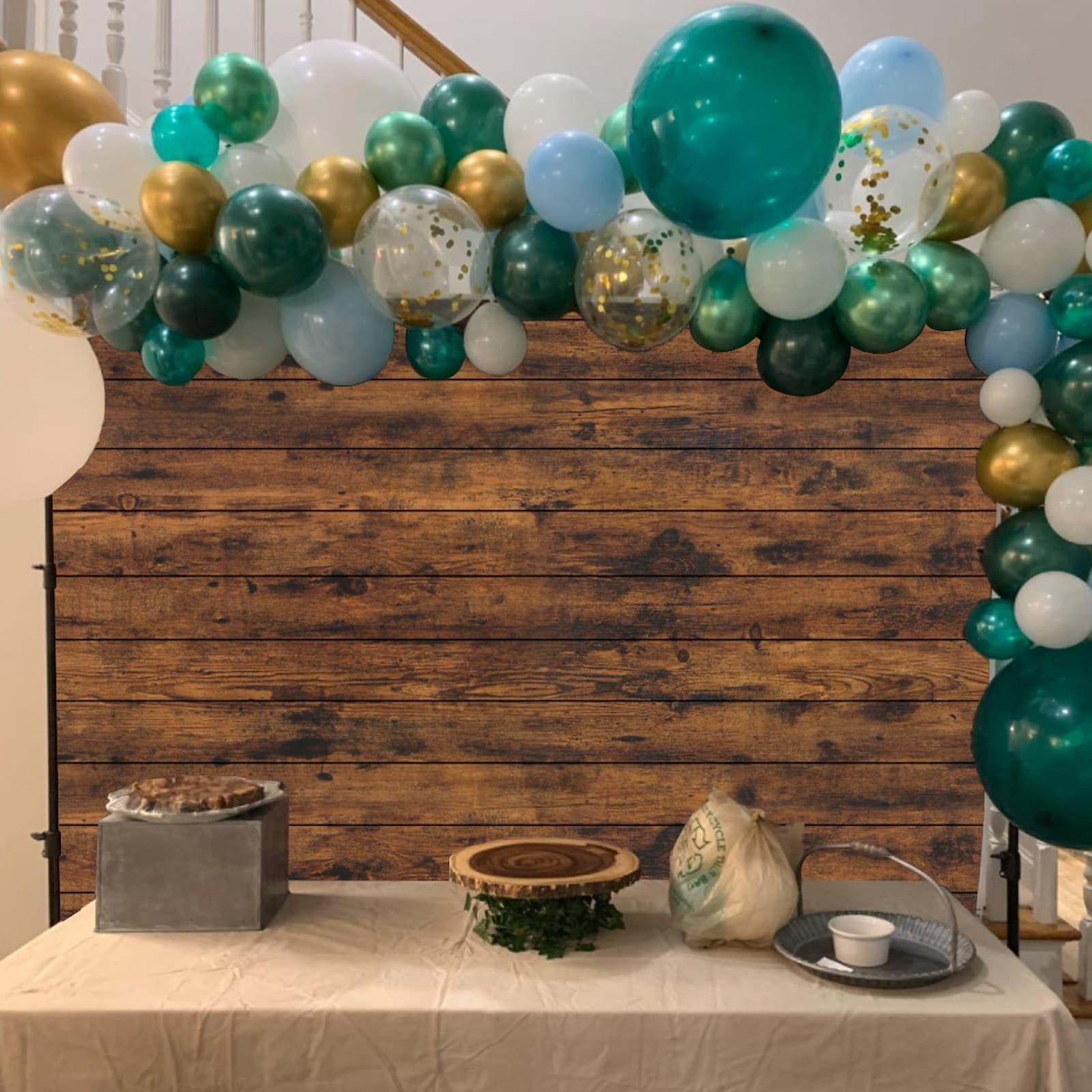 Duluxykl 7X5Ft Rustic Wood Wall Backdrops,Kids Party Decorations Banner,Birthday Party,Baby Shower,Photo Booth Prop,Vintage Brow