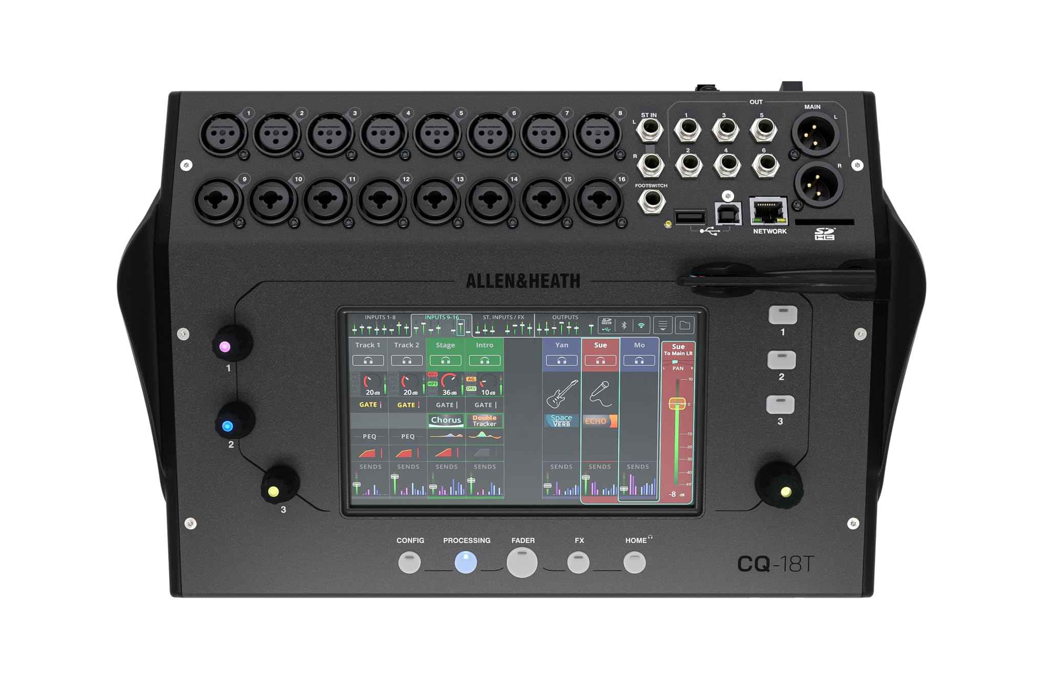 Allen & Heath Cq 18T Digital Mixer With 7' Touchscreen Wifi And Bluetooth Connectivity
