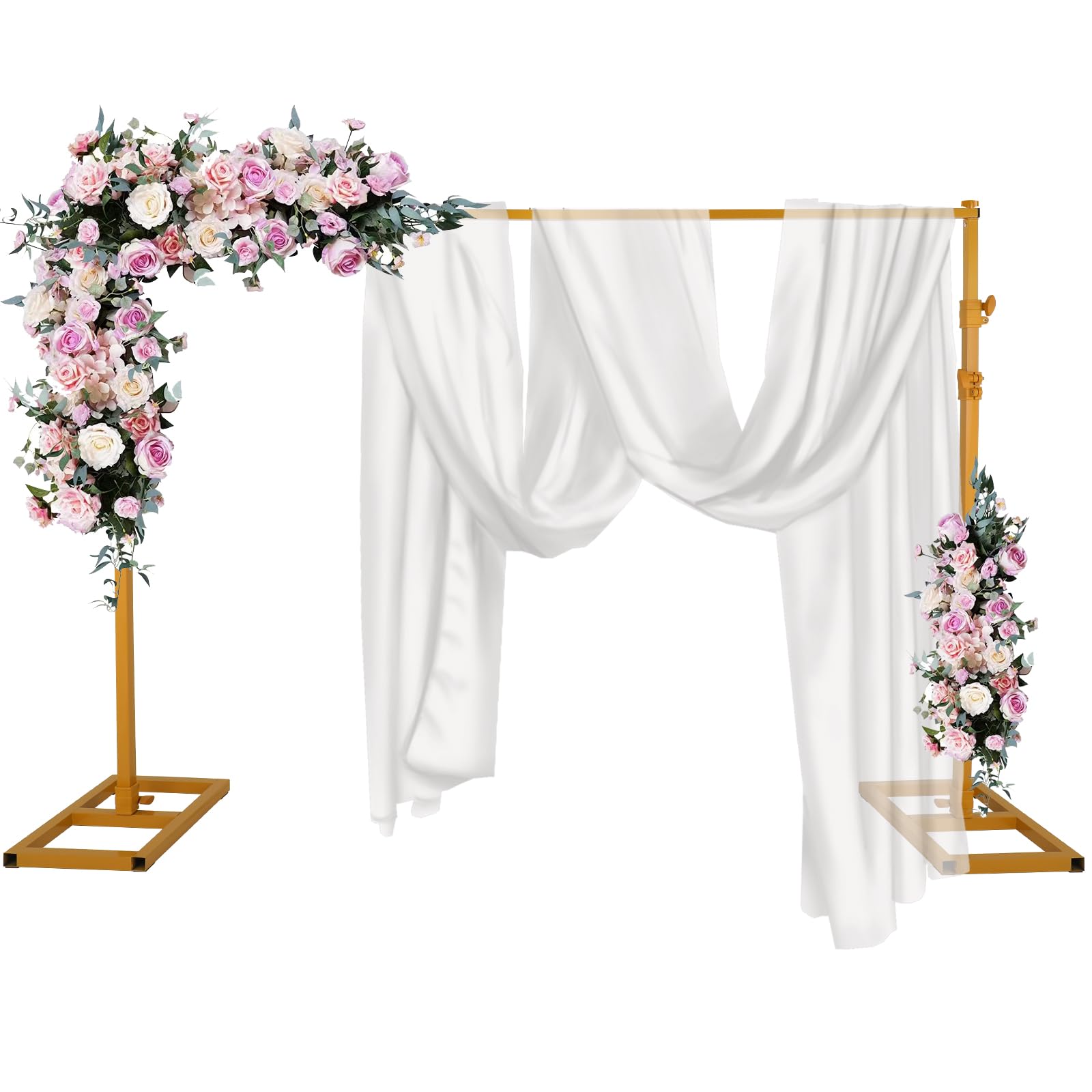 Showmaven Backdrop Stand, 10X10 Ft Heavy Duty Pipe And Drape Stand, Adjustable Gold Backdrop Stand For Wedding, Birthday Party,
