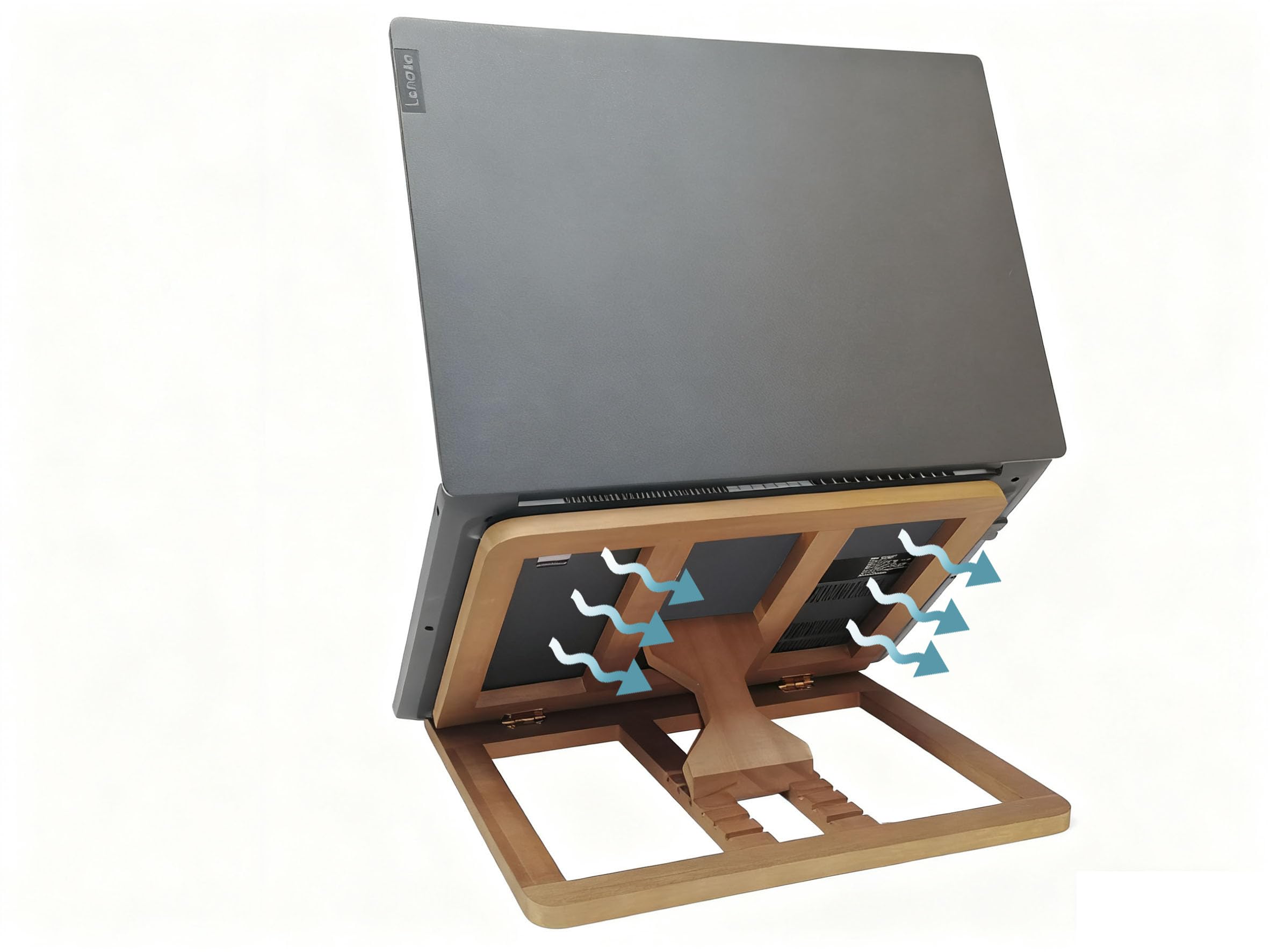 SummitRush Wooden Laptop Stand for Desk & Wood  Style Laptop Stand, Foldable and Adjustable Ergonomic Notebook, Book, Phone & T