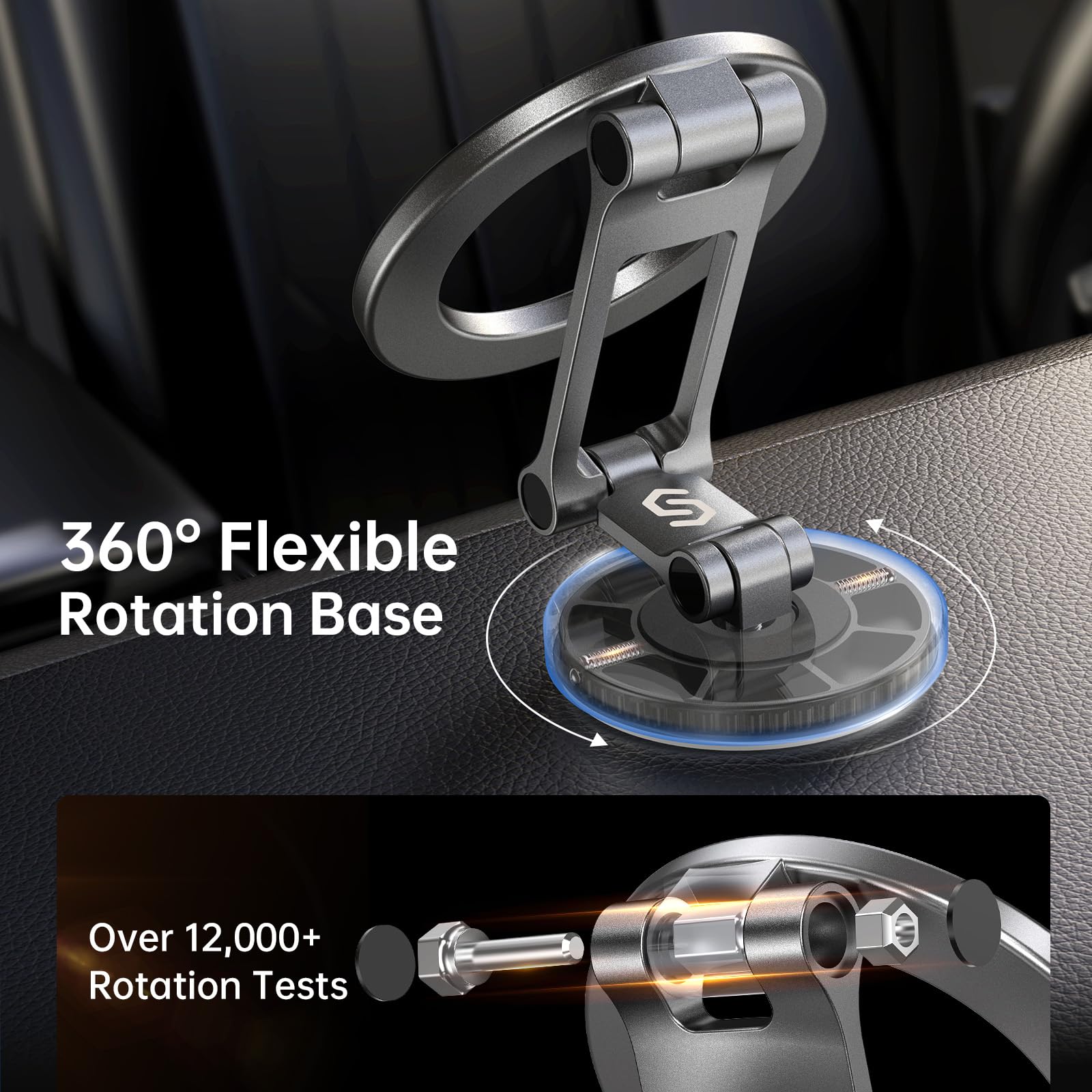 Syncwire Fits Magsafe Car Mount, [All Metal] Magnetic Phone Holder For Car, [Flexible Three Axis] 360 Rotation Magnetic Car Moun