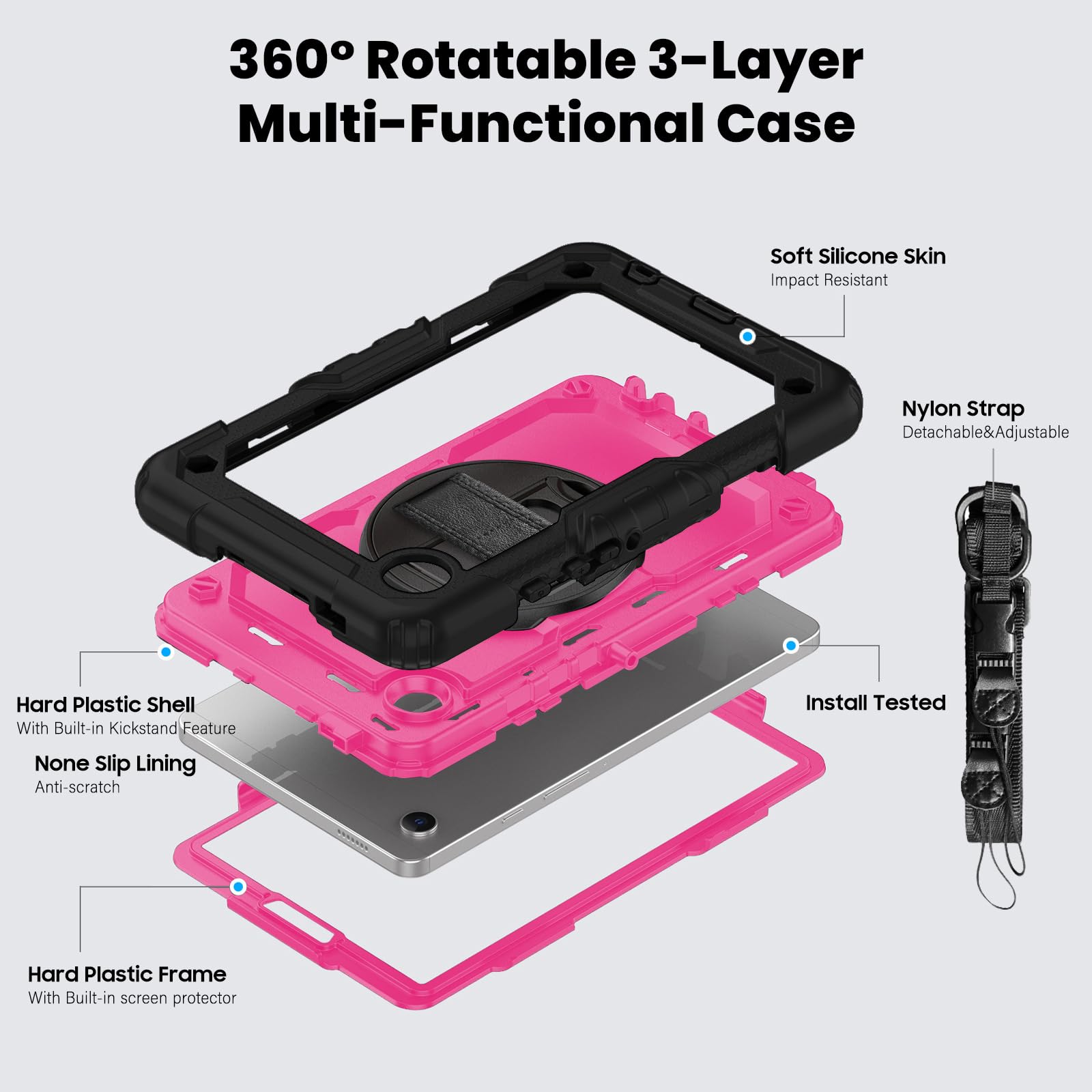 Clarkcas Samsung Galaxy Tab A9 Case 8.7 Inch 2023(Sm-X110/X115/X117) With Screen Protector Pencil Holder,Kids Shockproof Rugged