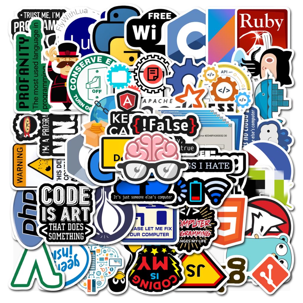 Tuqiso Programming Stickers For Developers, Coders, Programmers, Hackers, Geeks, And Engineers,Developper Stickers For Laptop (5
