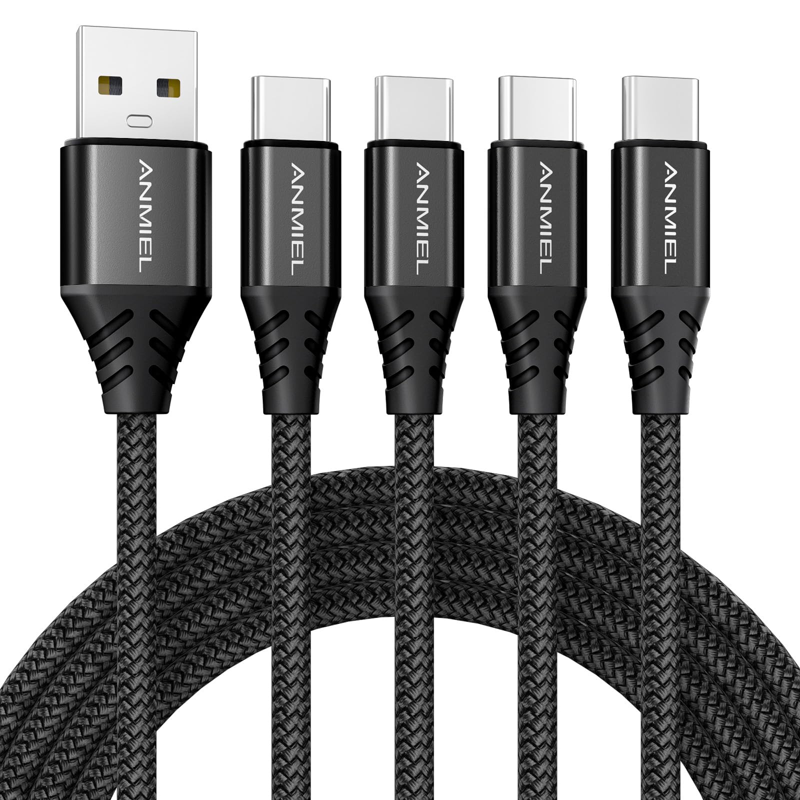 Anmiel Usb Type C Cable [4 Pack 10Ft] Usb 3A Fast Charge Cable Braided Charger Cord Compatible With Samsung Galaxy A10E A20 A50 