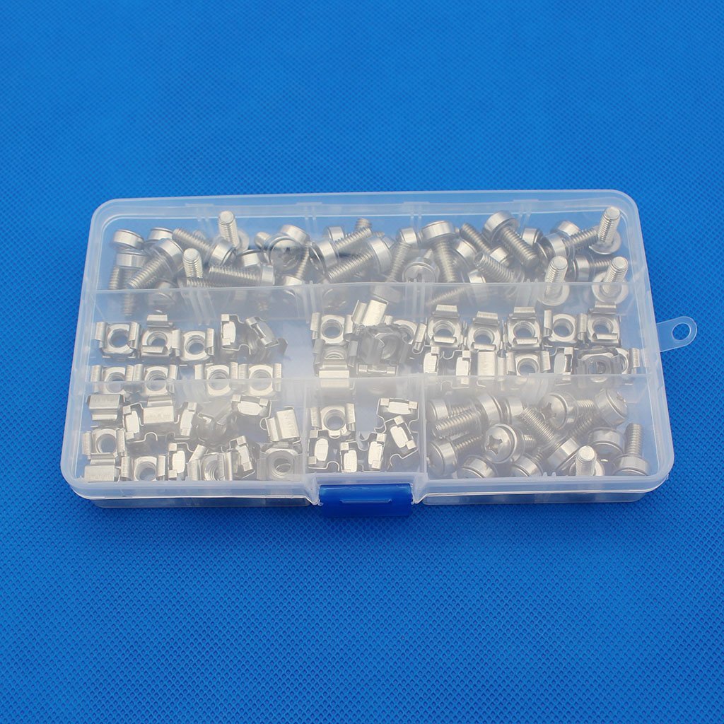Raogoodcx 50 Sets M6 Square Hole Hardware Cage Nuts & Mounting Screws Washers For Server Rack And Cabinet (M6 X 20Mm)(Screw+Wash