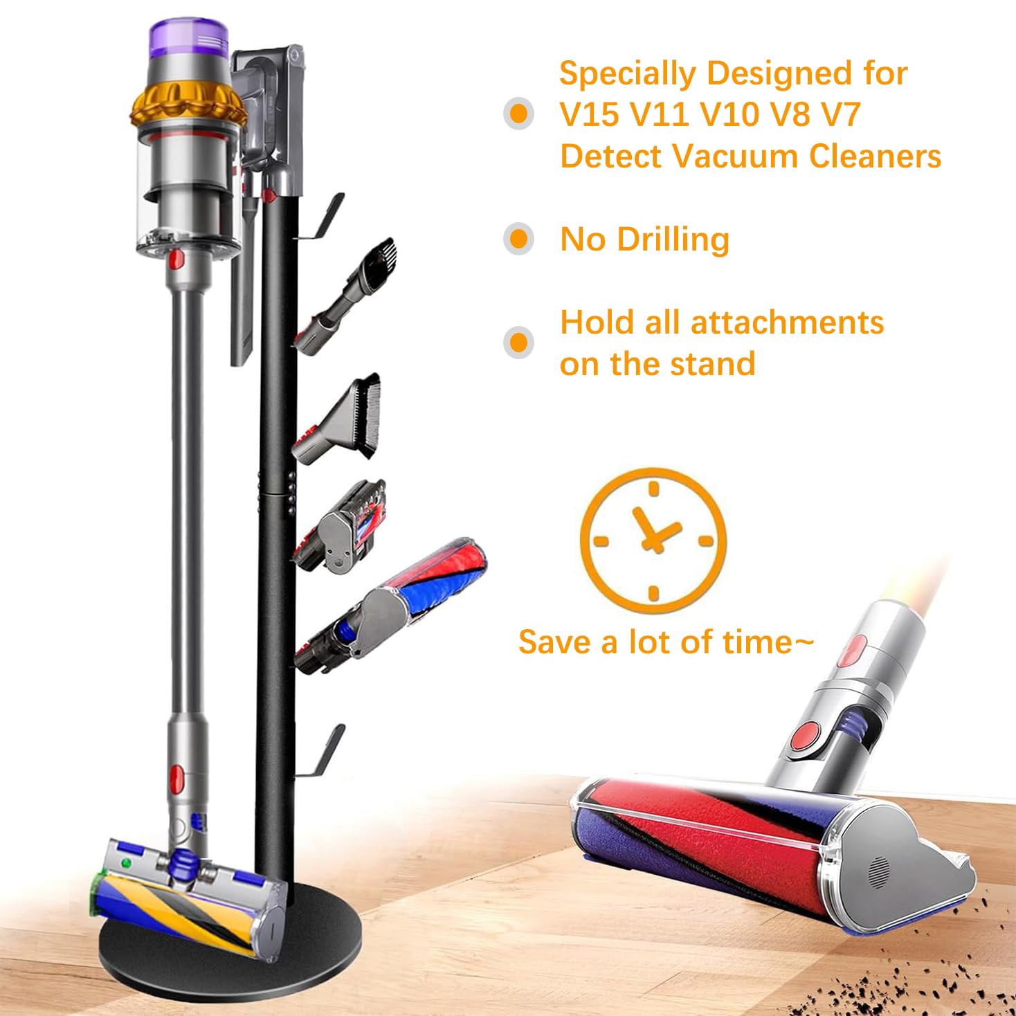 Xigoo Storage Stand Holder Compatible With V15 Detect V11 V10 V8 V7 V6 Cordless Vacuum Cleaners And Accessary, Floor Docking Sta