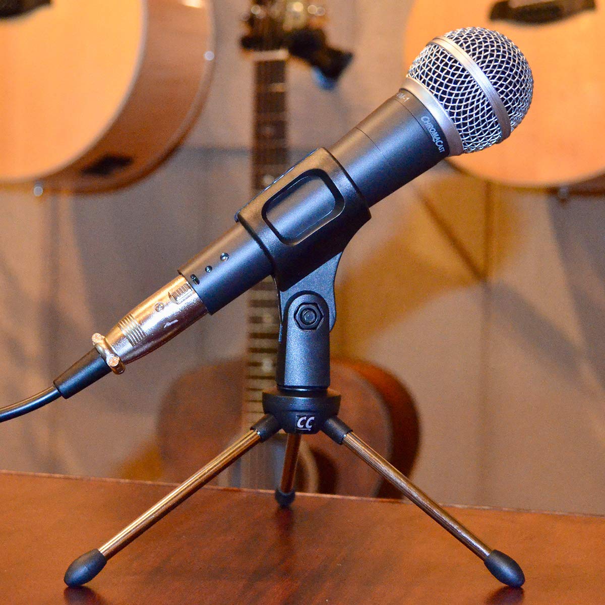 Chromacast Super Lightweight Collapsible Desktop Microphone Tripod Stand With Mic Clip, Desk Cc Tdmic