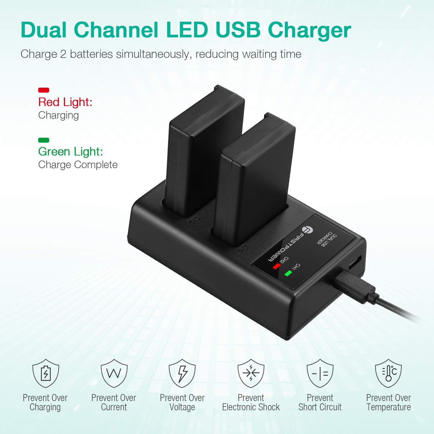 Firstpower En El9 En El9A Battery 2 Pack 2000Mah And Dual Usb Charger Compatible With Nikon D40, D40X, D60, D3000, D5000 Digital