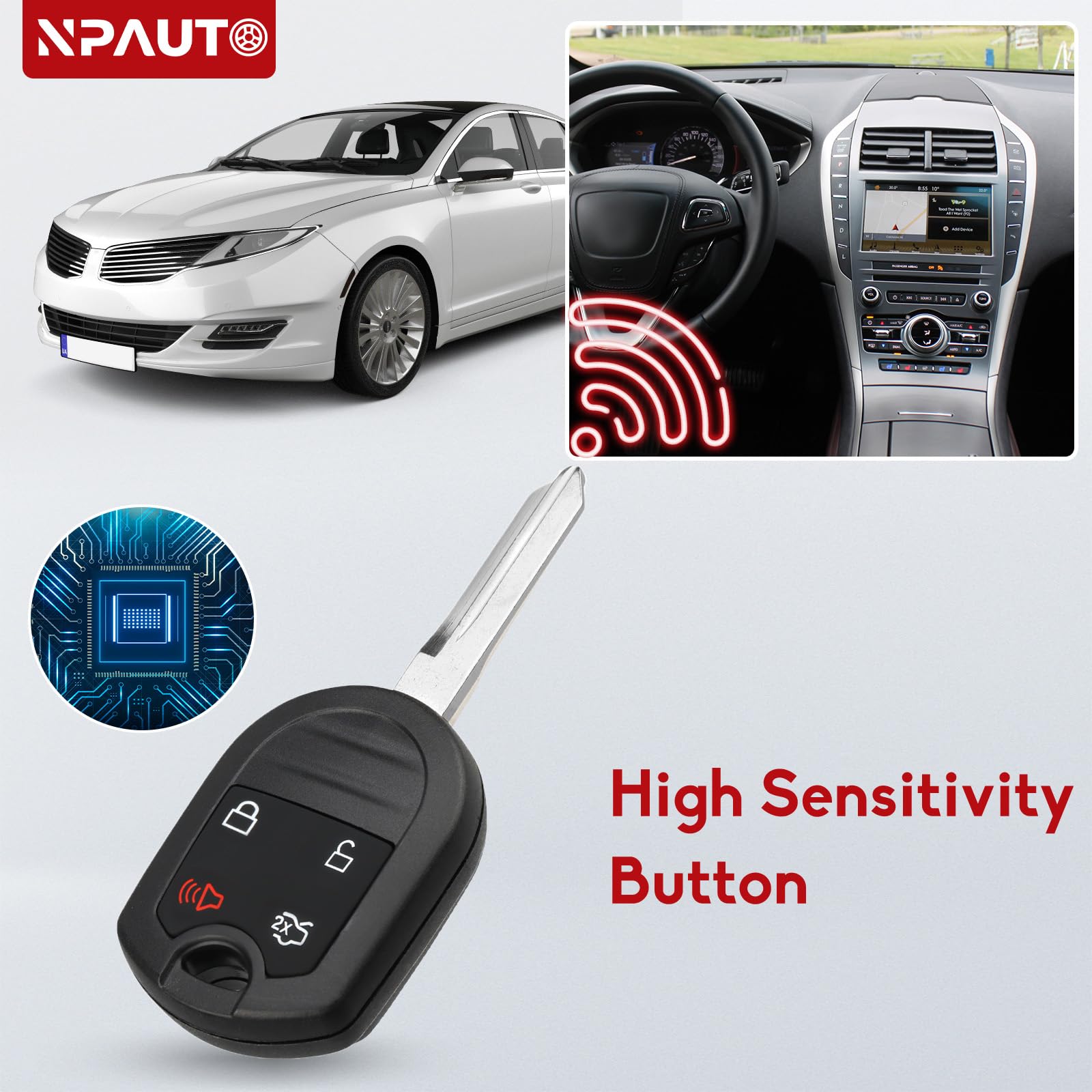 Npauto Key Fob Replacement Fits For 2003-2017 Ford Expedition Mustang Escape Fusion Edge Taurus Explorer, Mercury Sable, Lincoln