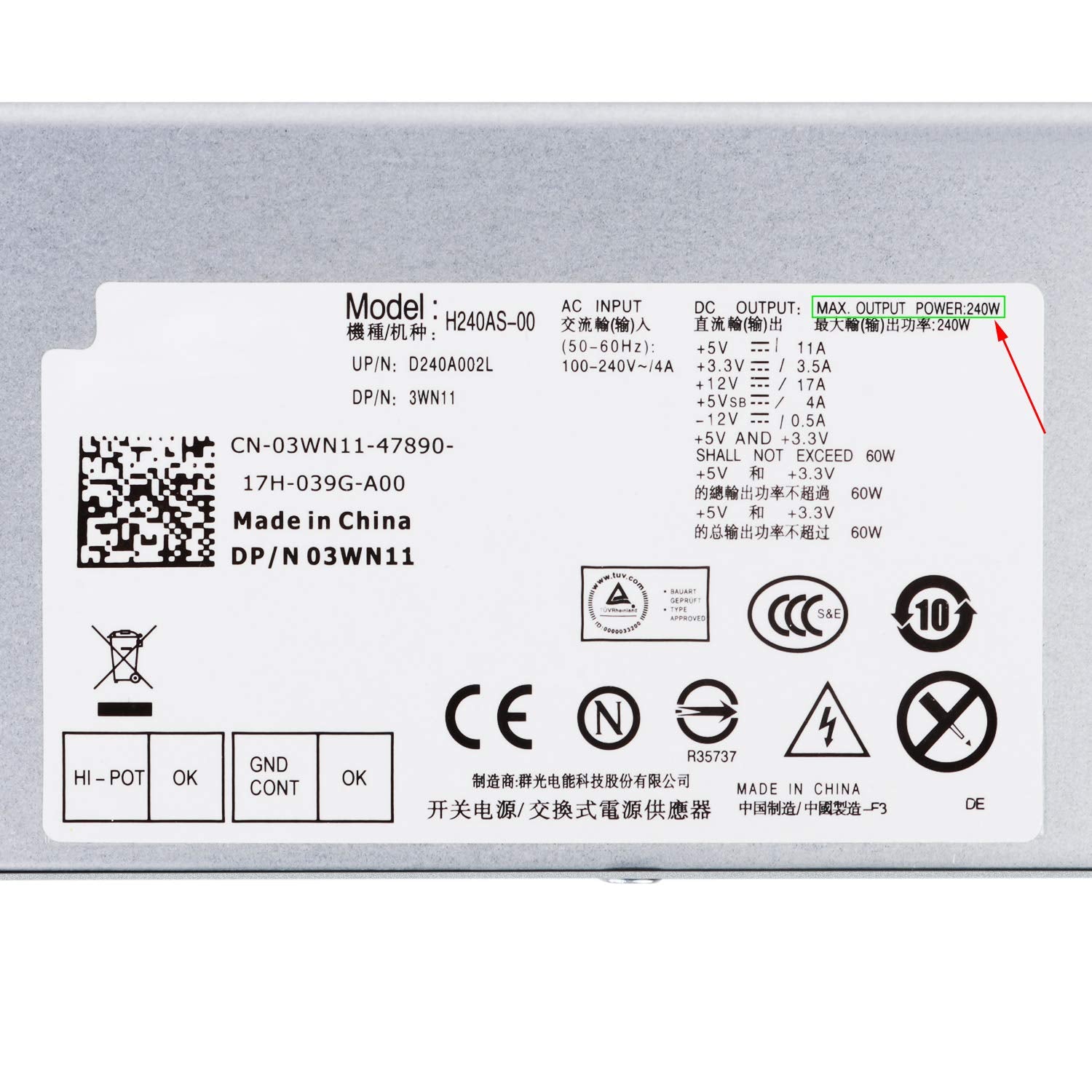 S Union Upgraded New 240W Power Supply Unit Compatible With Dell Optiplex 790 7010 390 960 990 3010 9010 Sff H240As 00 H240As 01