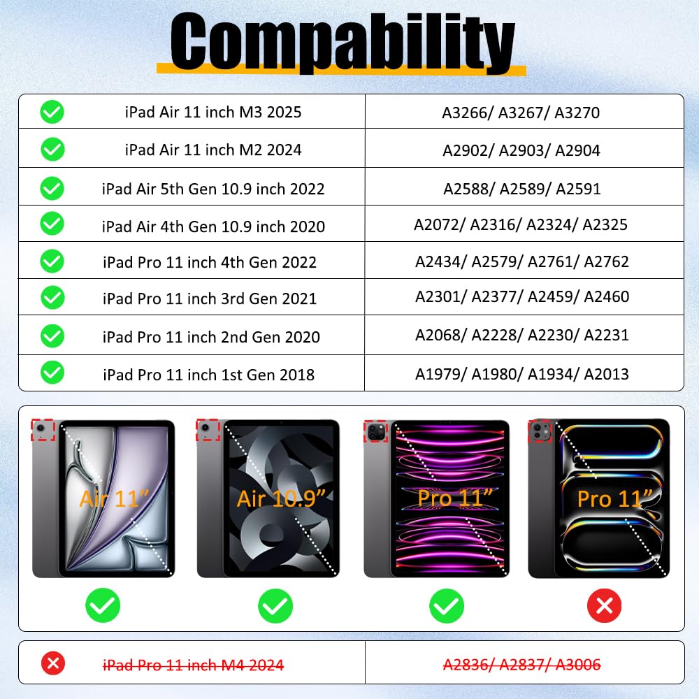 Braecnstock Case For Apple Ipad Air 11 Inch (M3/M2)/ Air 5Th/4Th Gen 10.9 / Pro 11 Inch 4Th/3Rd/2Nd/1St Gen, Shockproof Protecti