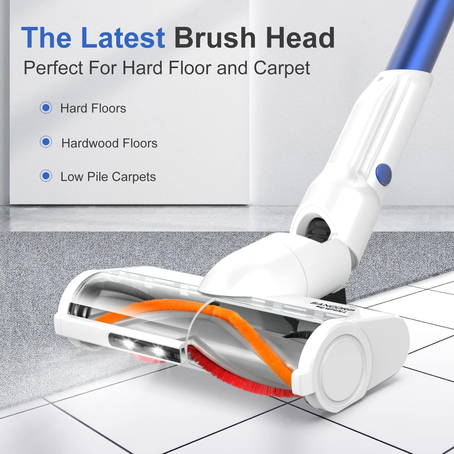 Whall Cordless Vacuum Cleaner, Upgraded Strong Suction Brushless Motor Cordless Stick Vacuum Cleaner,Lightweight Handheld Vacuum
