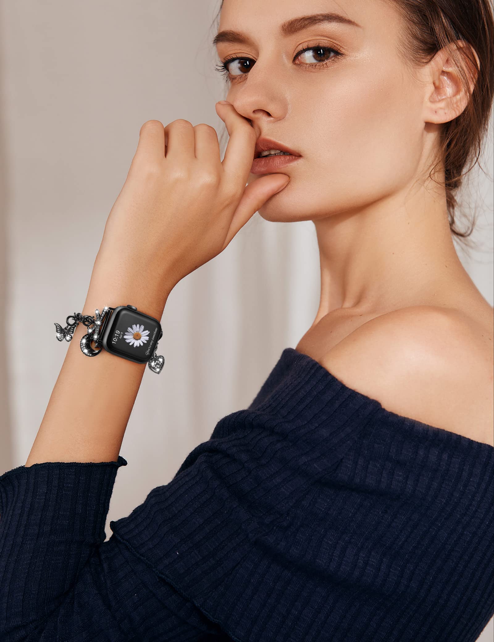 Minyee Bling Bands Compatible With Apple Watch Band 38Mm 40Mm 41Mm, Stainless Steel Diamond Sparkle Jewelry Bracelet Women With