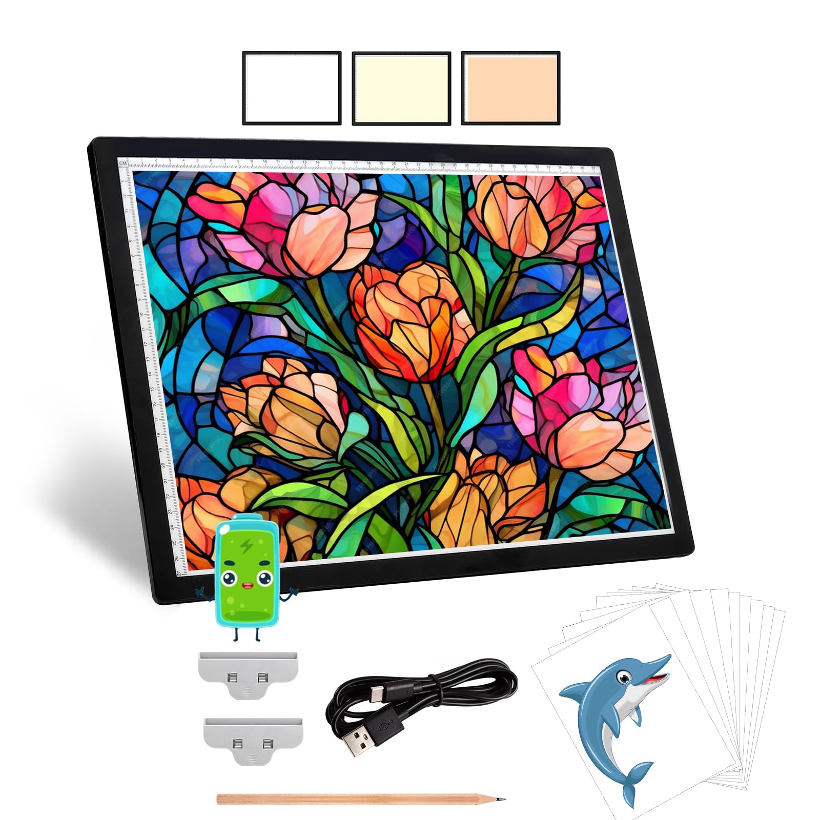 Keiwrlight Rechargeable A3 Light Table   Wireless Battery Light Box For Tracing 3 Colors 6 Levels Brightness Stepless Light Boar