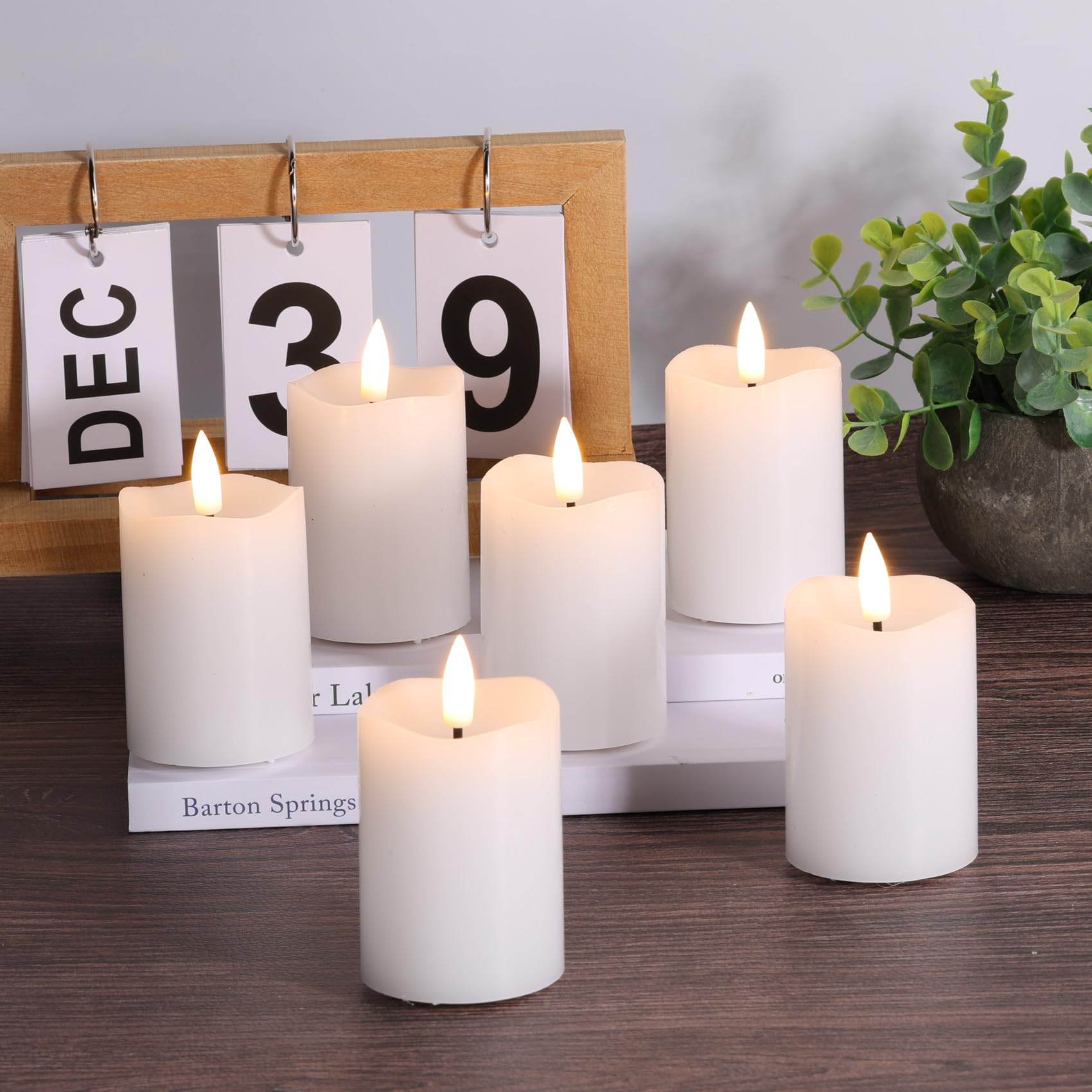 Eywamage White Real Wax Flameless Votive Candles With Remote Timer, Flickering Led Candles Batteries Included F 2'' H 3''
