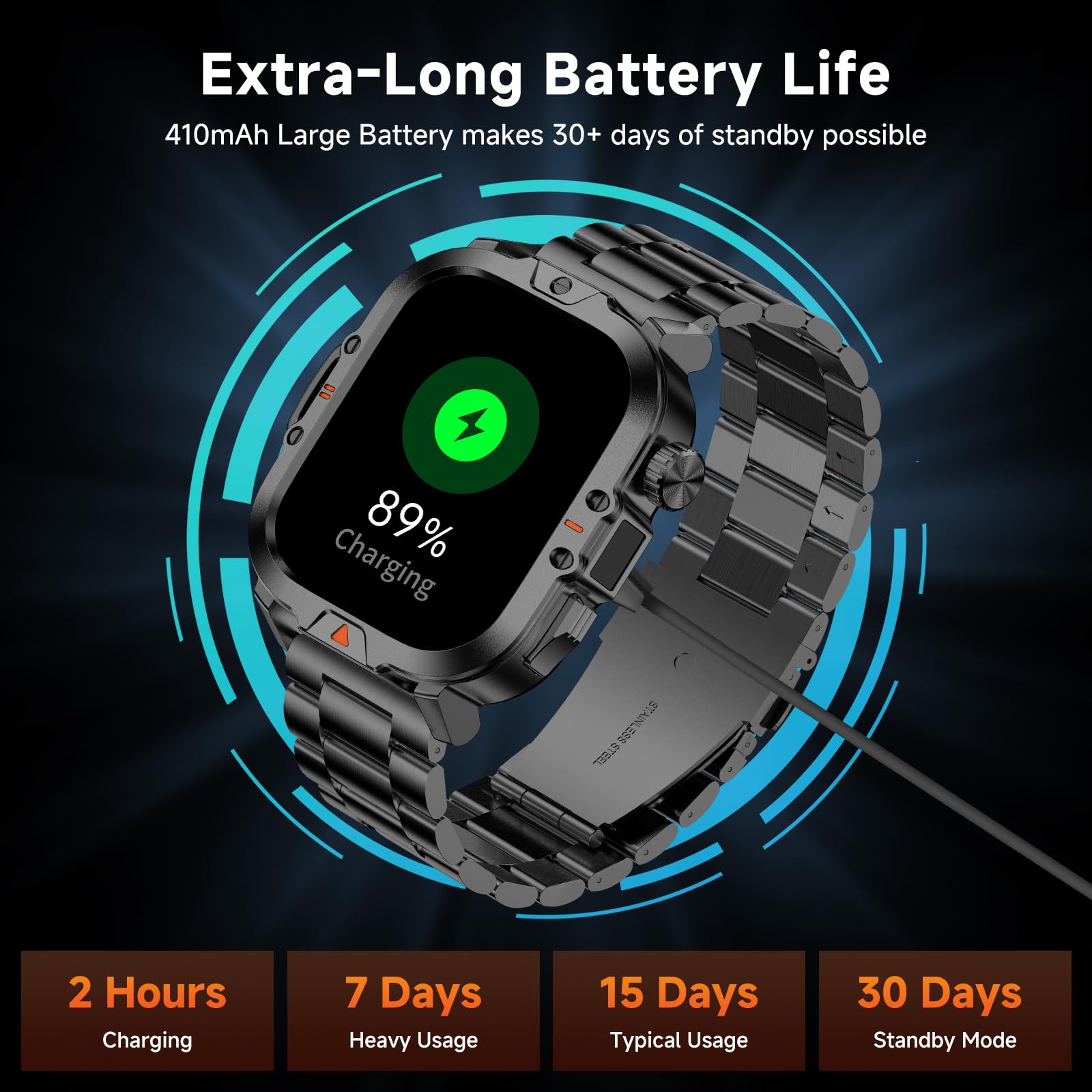 Bruboses Smart Watch For Men Military Answer/Make Call 2.01 '' Display 170+ Sports Modes Fitness Smart Watch Ip68 Waterproof 30