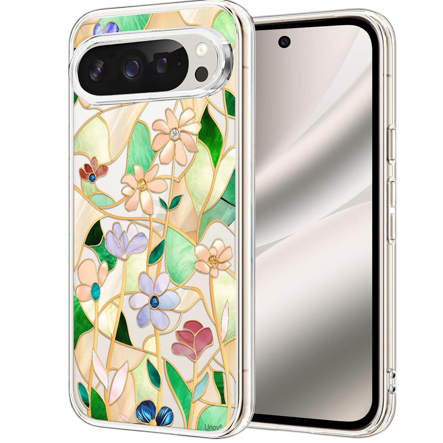 Unov Case for Pixel 10 Pixel 10 Pro Case Clear with Design Soft TPU Shock Absorption Slim Embossed Pattern Protective Back Cover