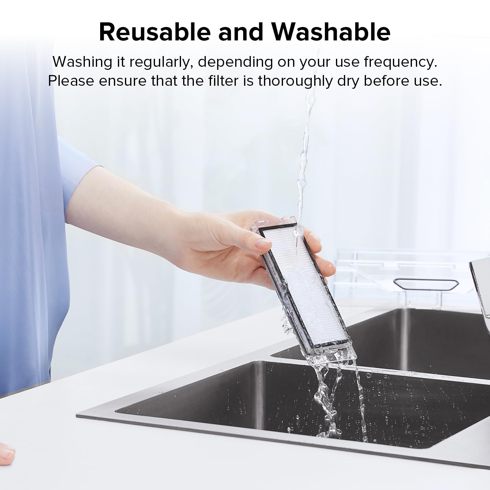 Roborock 2 Pack Washable Filter For Q Revo Robot Vacuum Cleaners, High Efficiency Filters Replacement Parts
