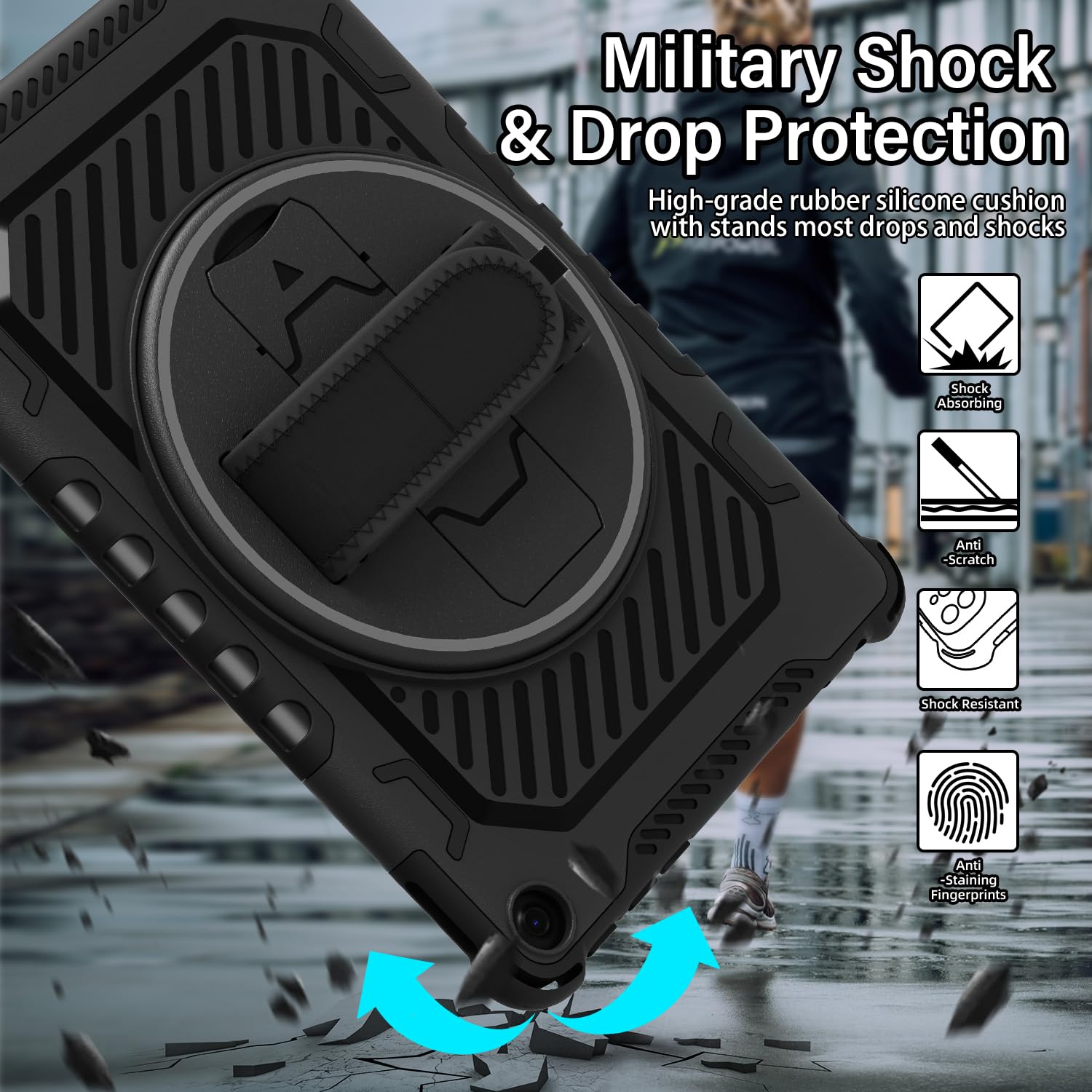 Tasskto For 2023 Release Flrehd 10 Tablet Case 13Th Generation With 360 Rotating Kickstand Hand Strap,(No Screen Protector, For